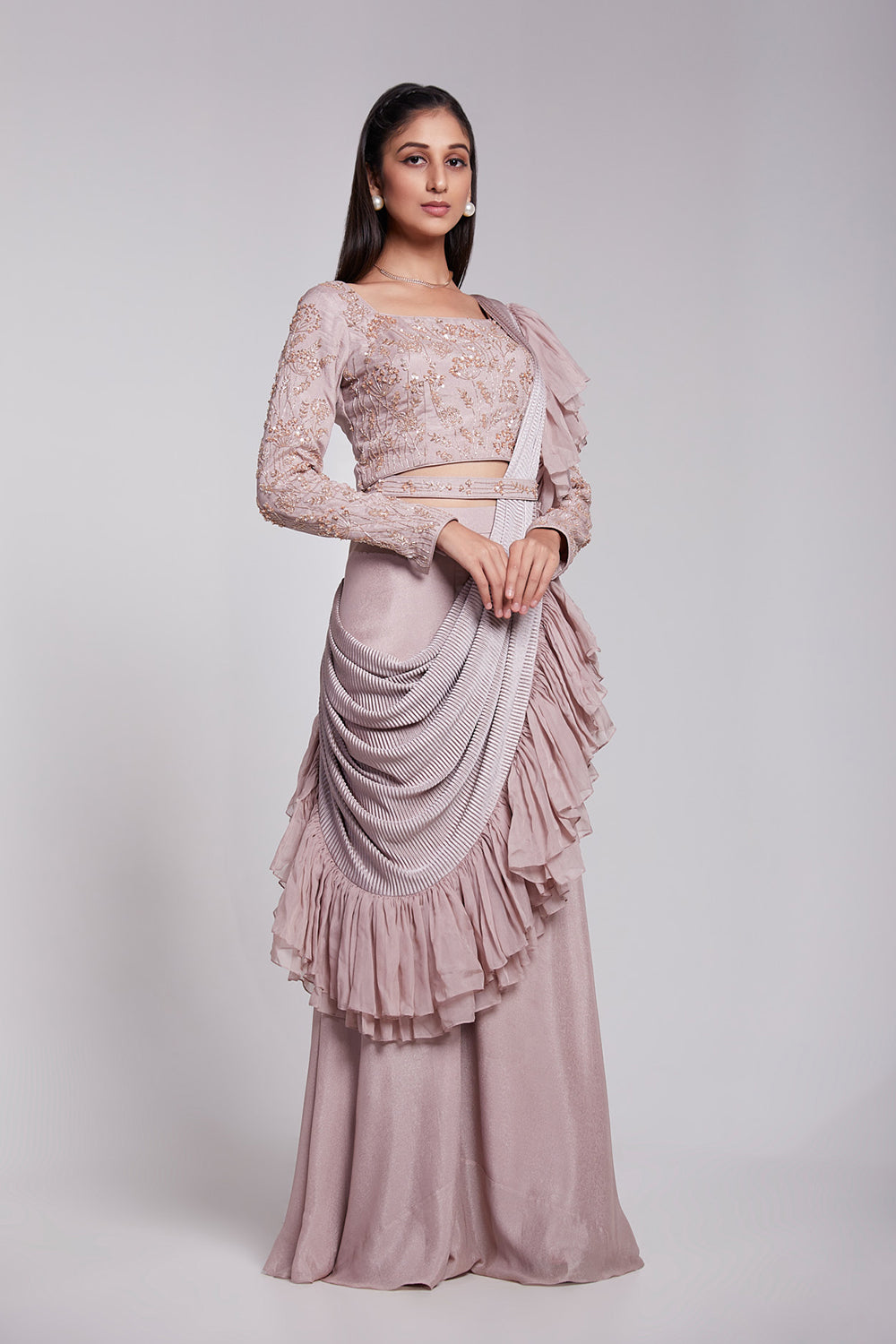 Ruffle Pre Drape Saree