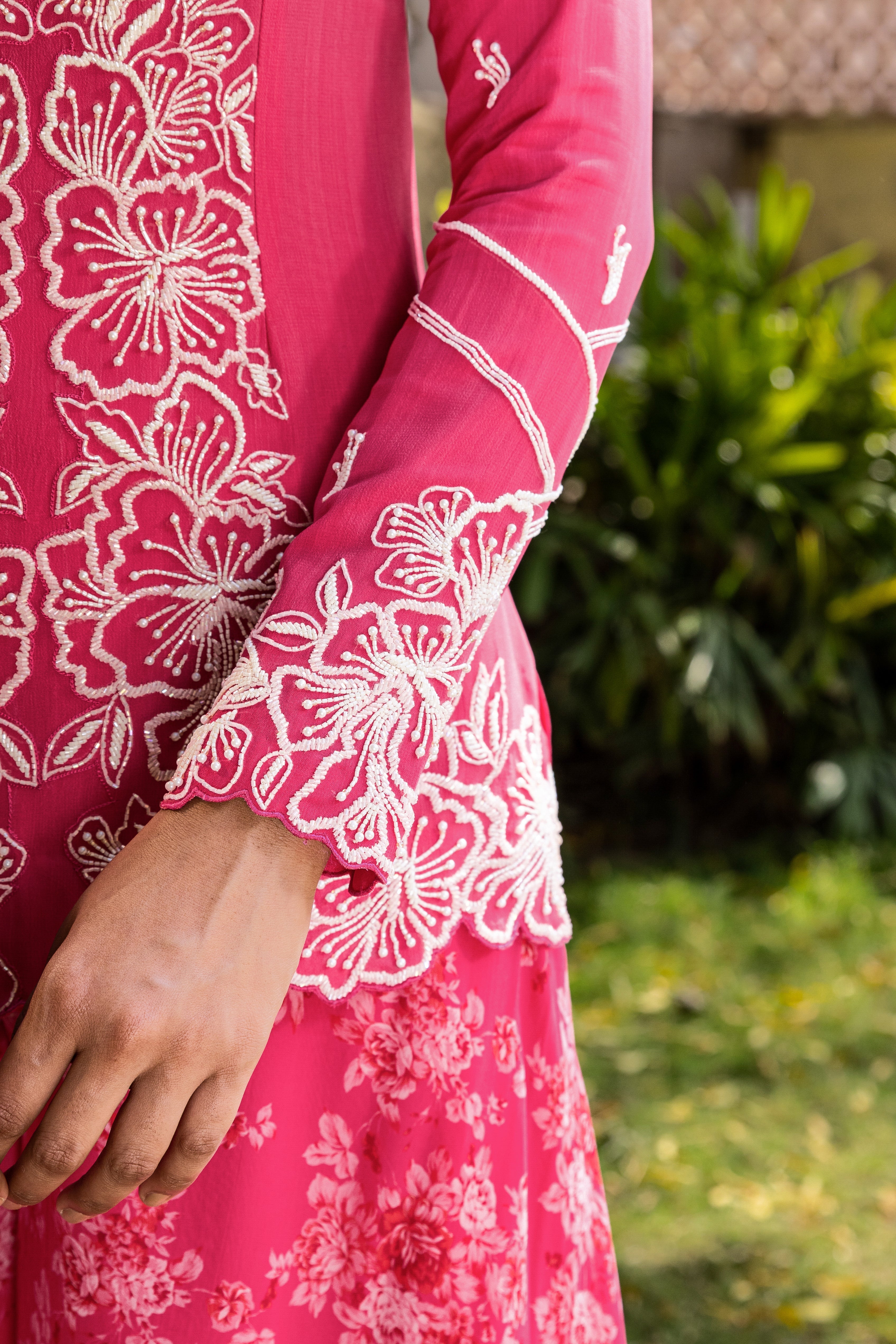 Pink Georgette Embroidered Sharara Set