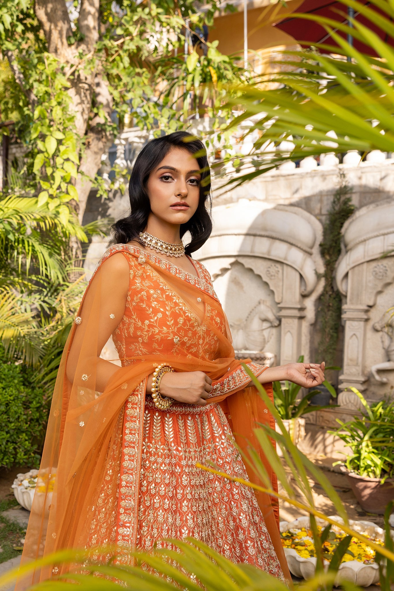 Rust orange bridal lehenga set