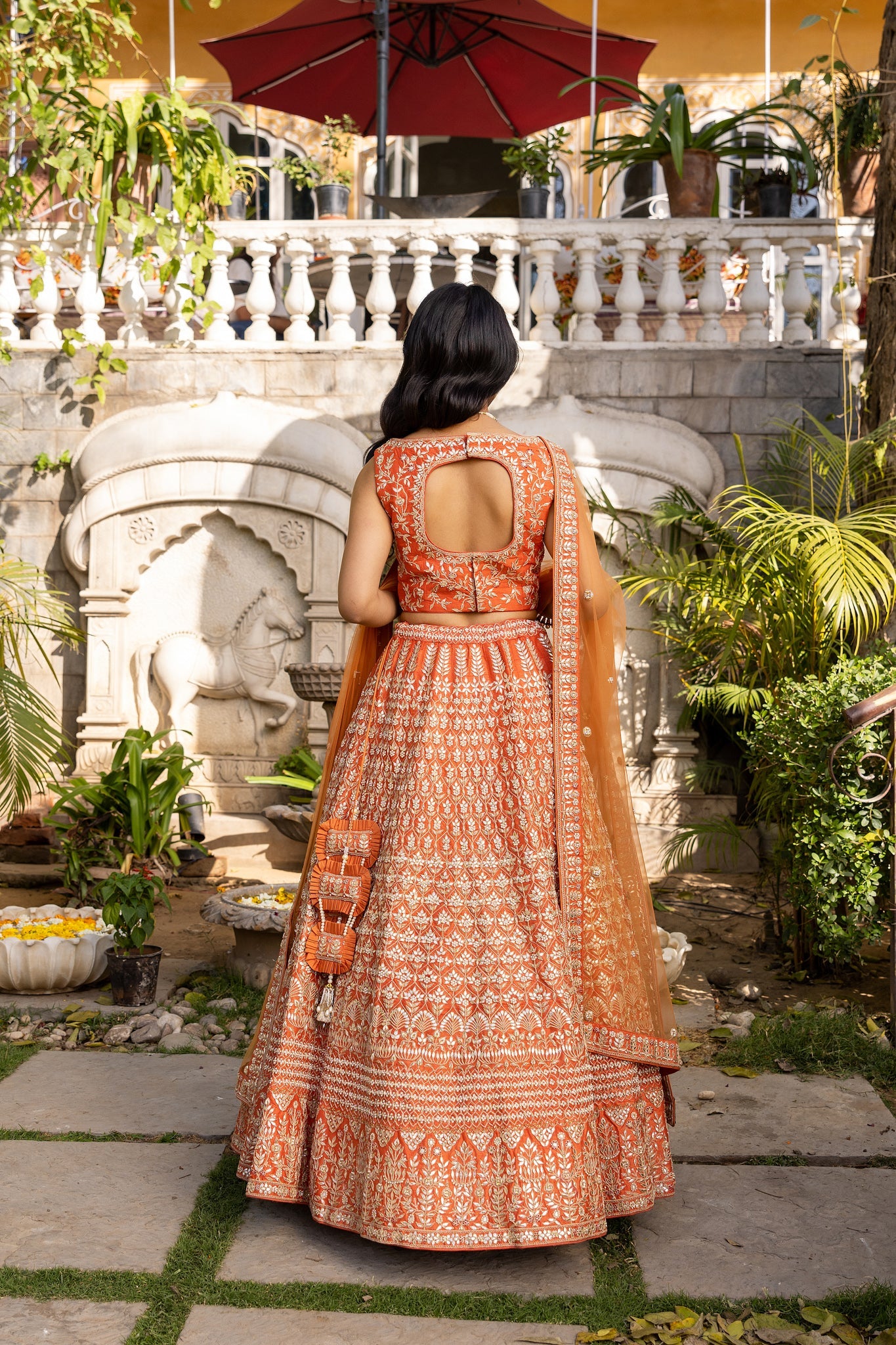 Rust orange bridal lehenga set