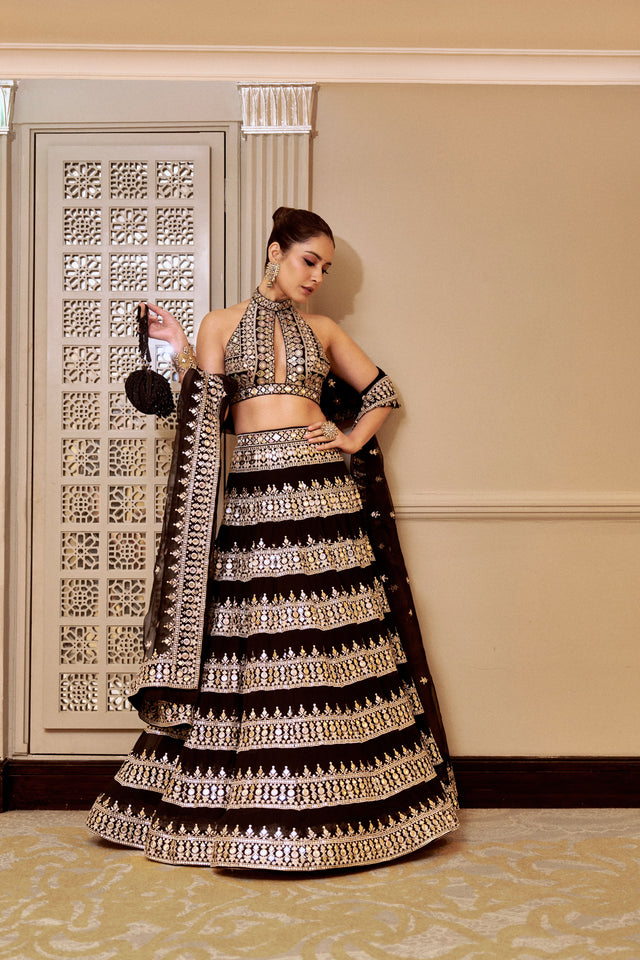 CY Raashi Khanna In Farheen Lehenga Set By Gopi Vaid Front 2