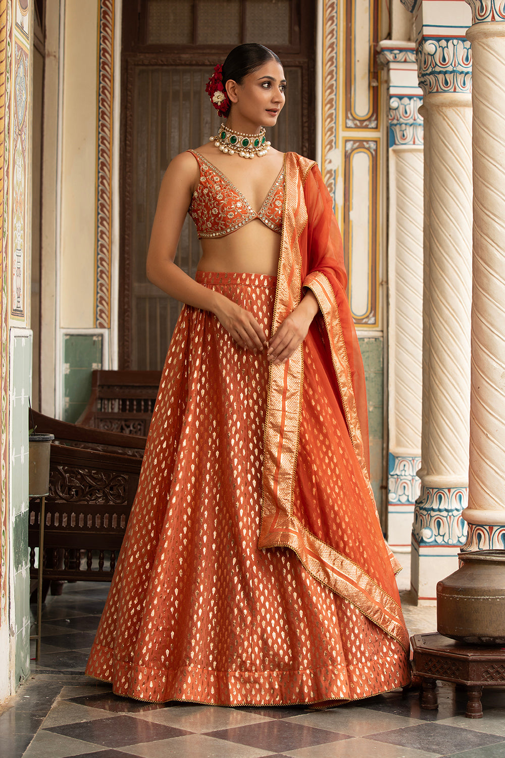 Rust Lehenga Set
