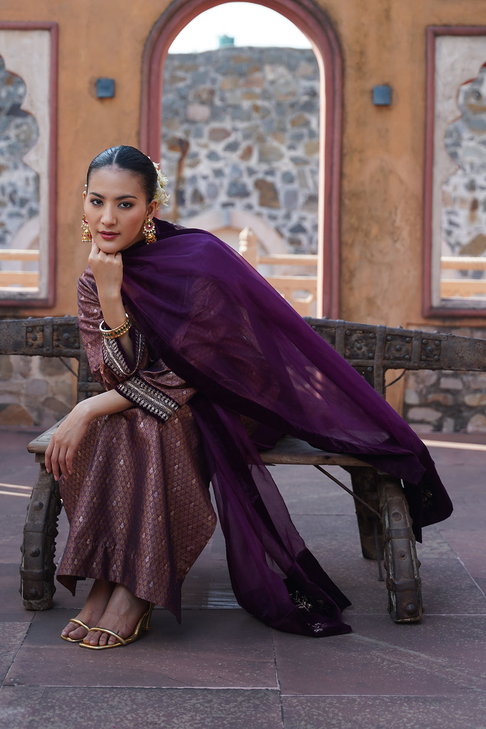 Nur Brocade Suit Set - Purple