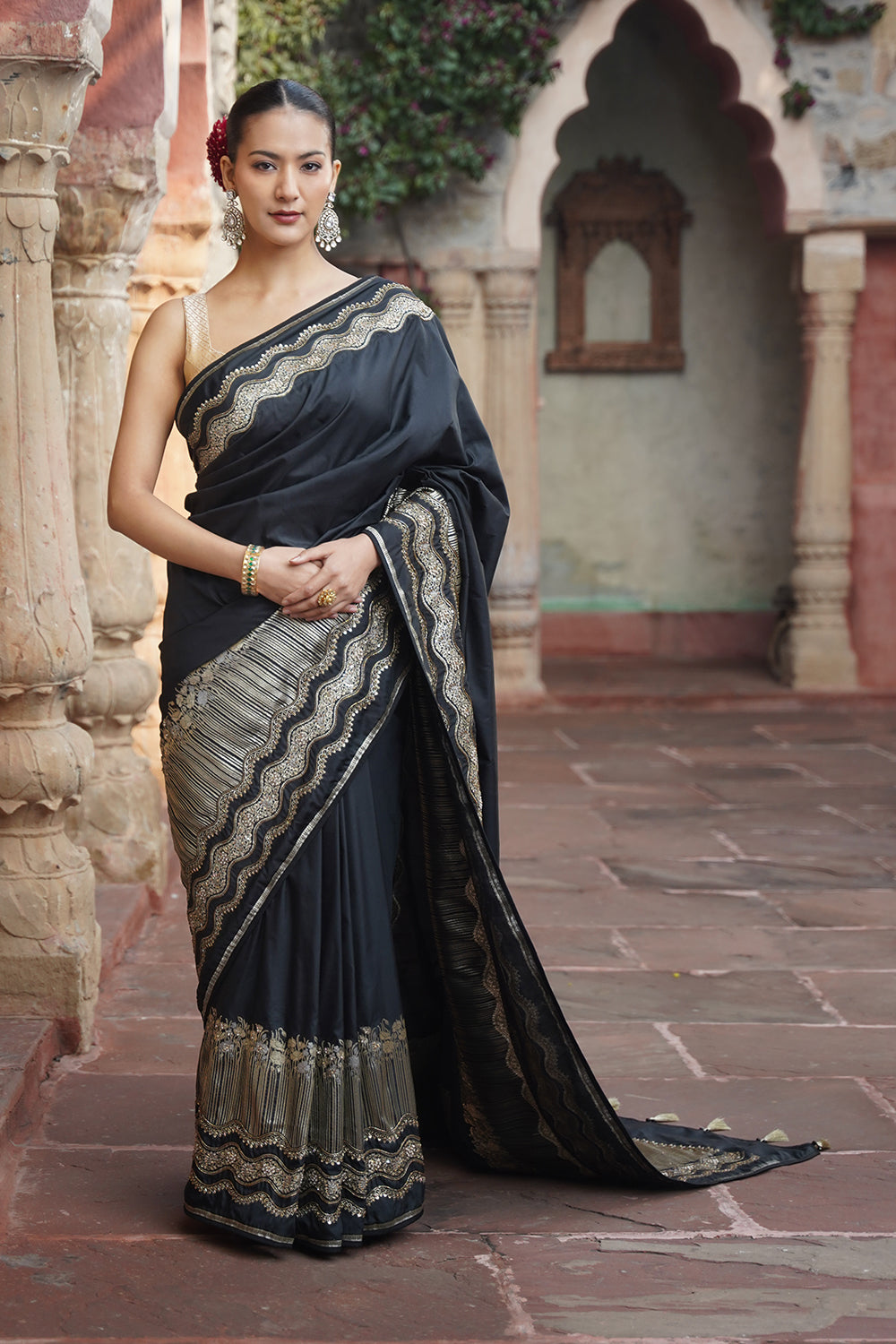 Keira Banarasi Saree - Black
