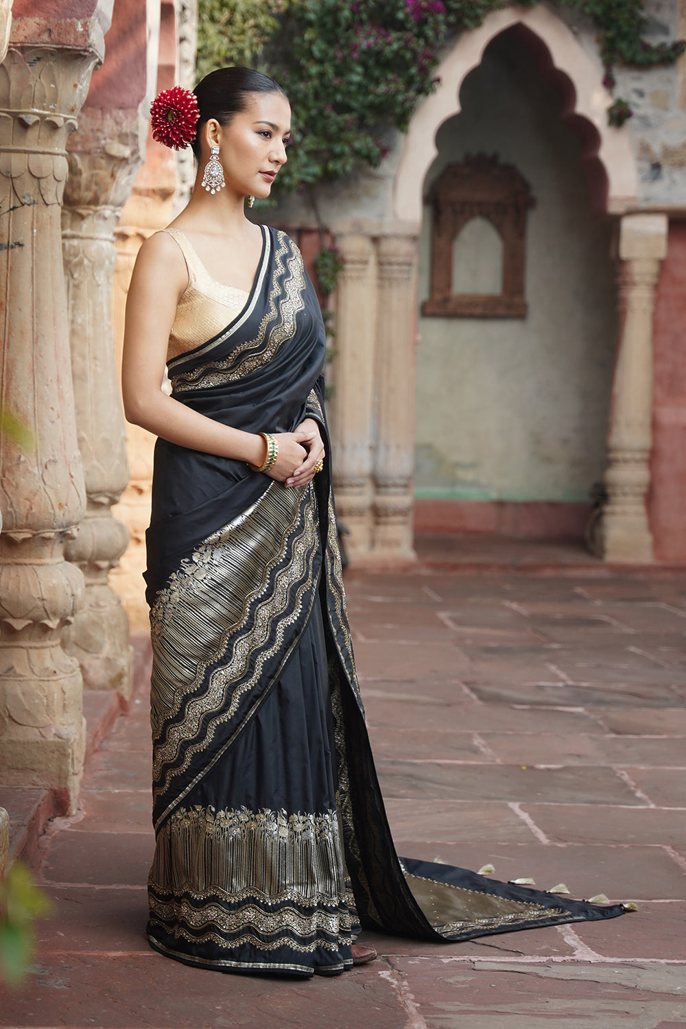 Keira Banarasi Saree - Black