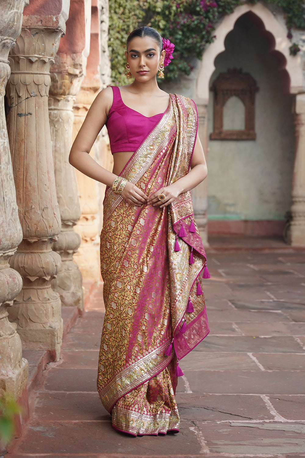 Meha Banarasi Saree - Majenta