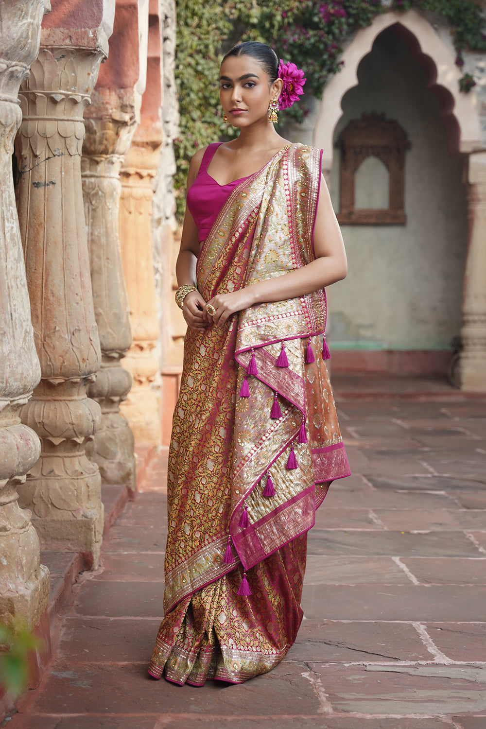 Meha Banarasi Saree - Majenta
