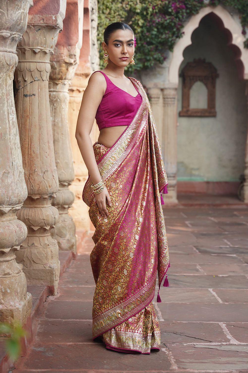 Meha Banarasi Saree - Majenta