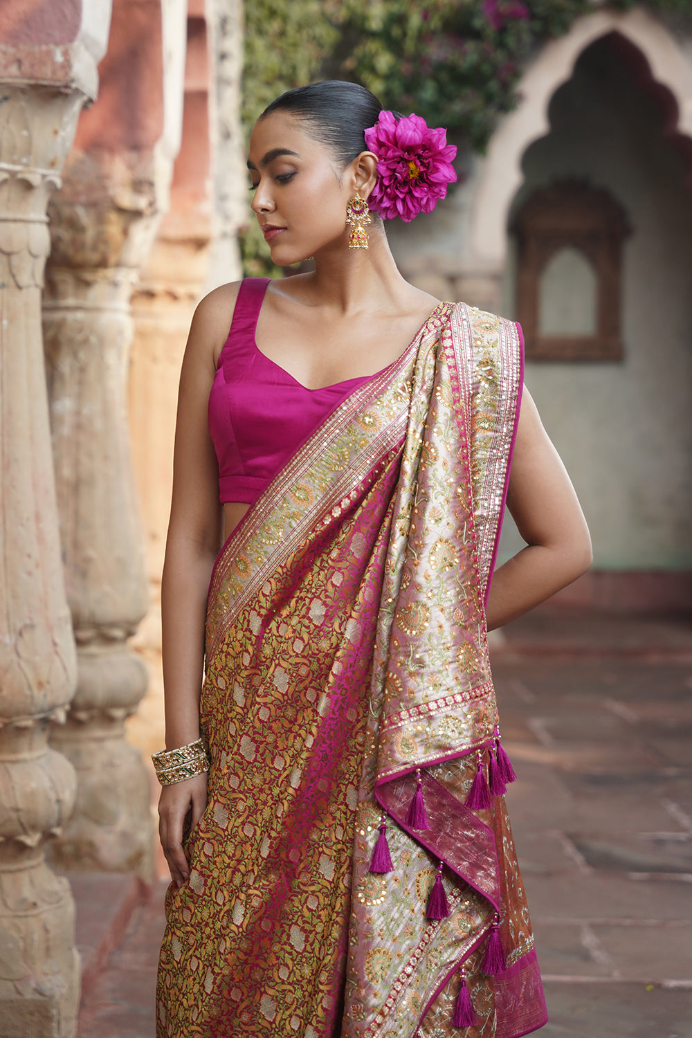 Meha Banarasi Saree - Majenta