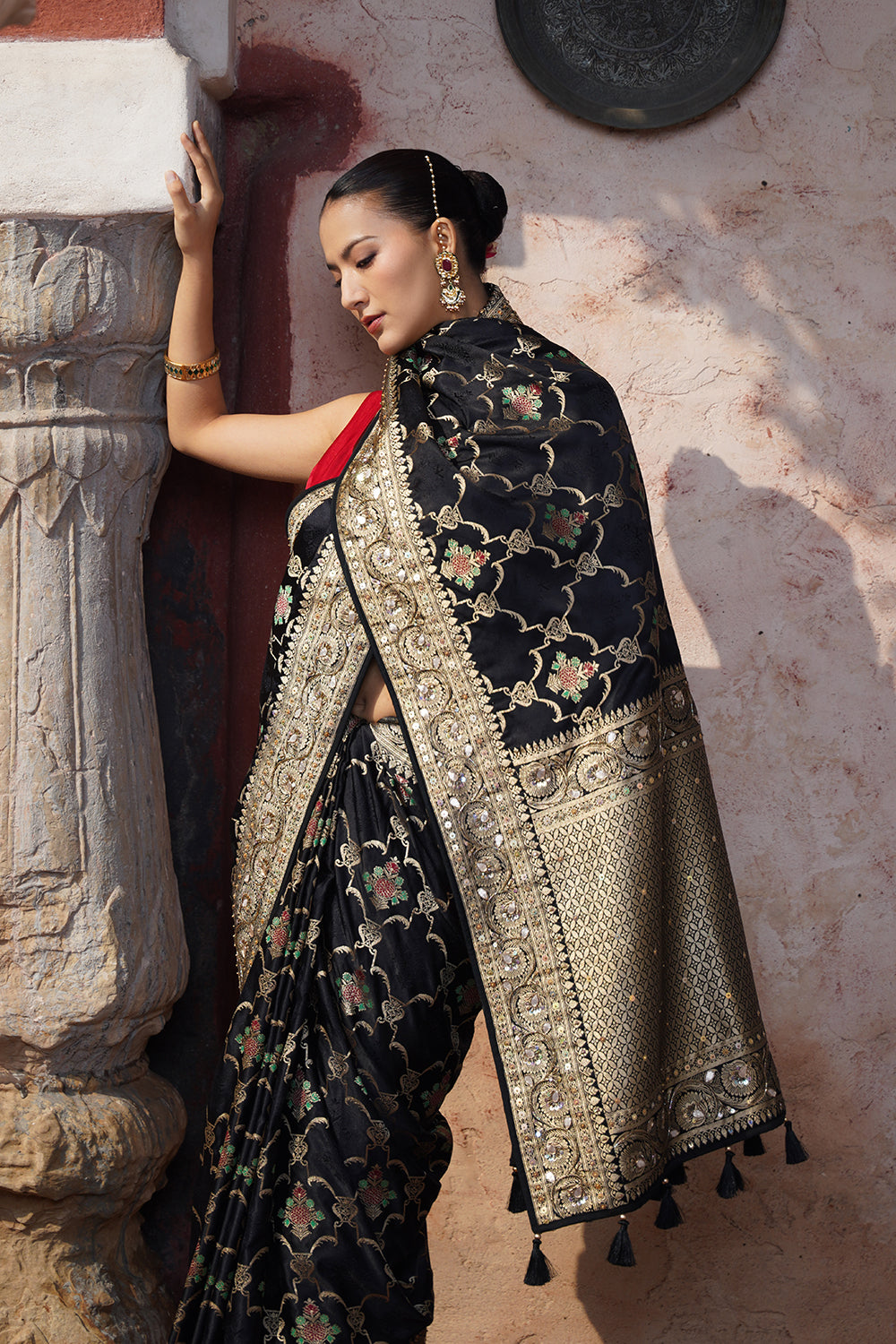 Ciara Banarasi Saree - Black