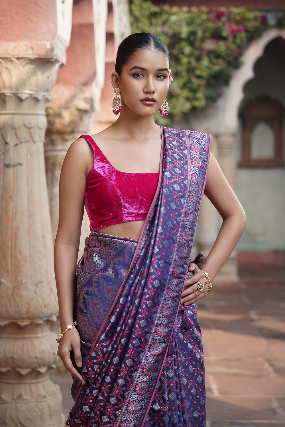 Azure Banarasi Saree - Smoky Blue