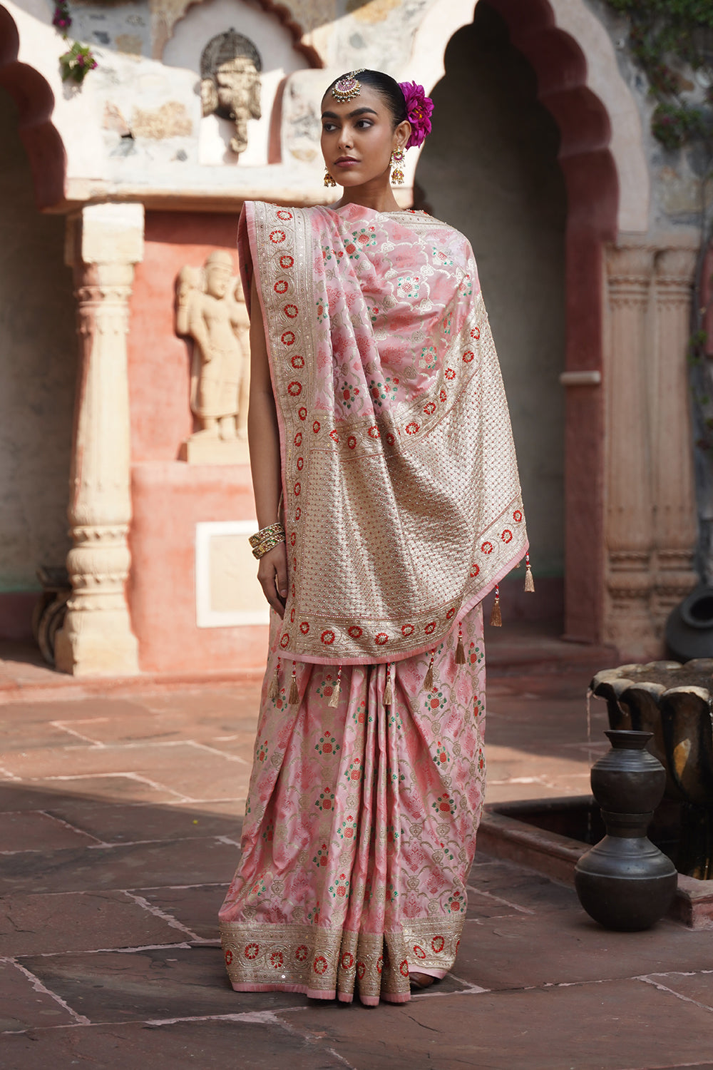 Livia Banarasi Saree - Blush