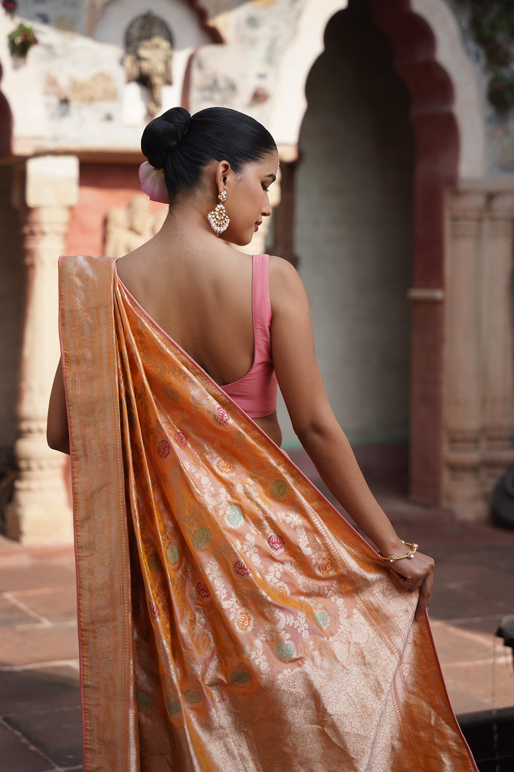 Pia Banarasi Saree - Peach
