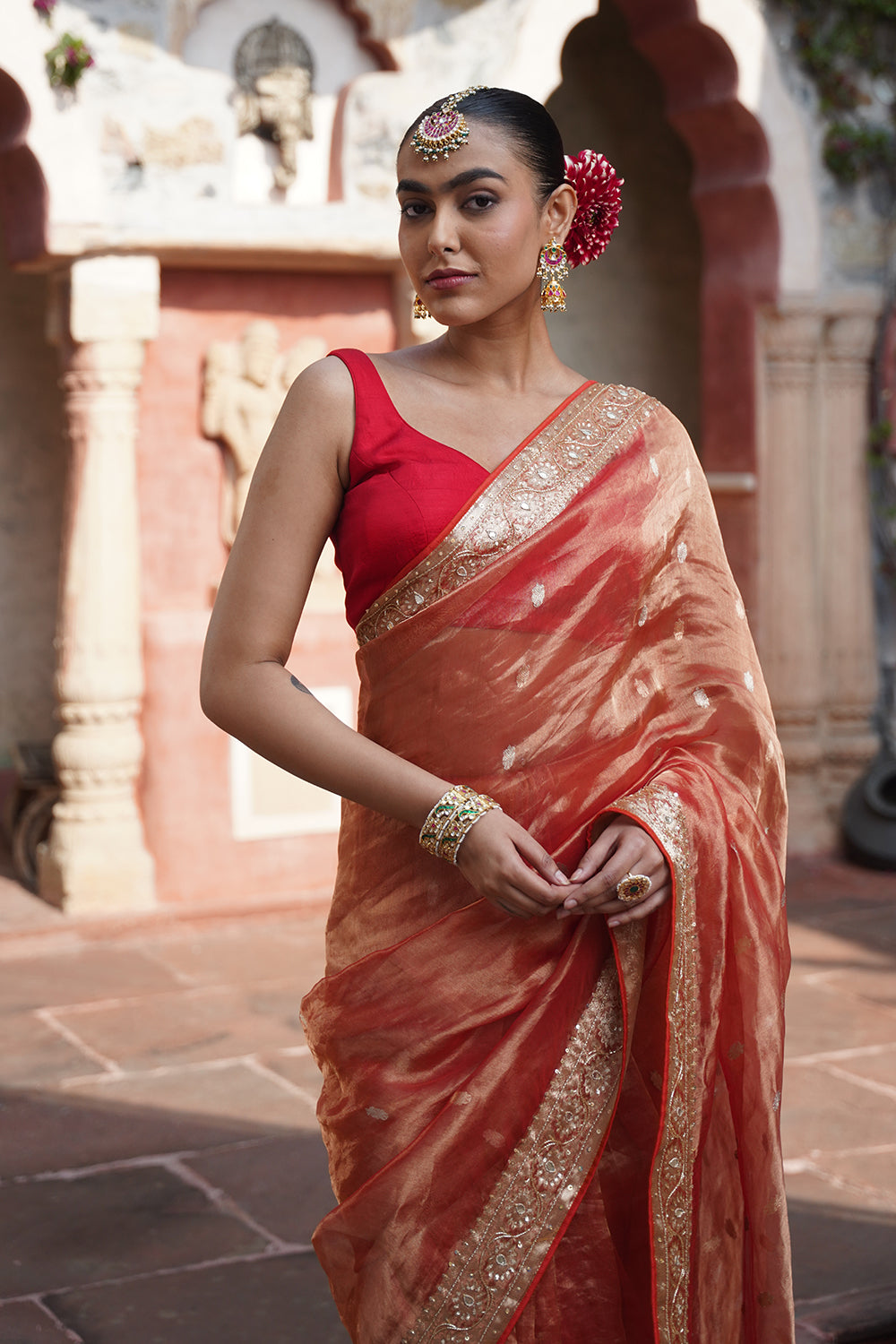 Ozara Banarasi Saree - Orange