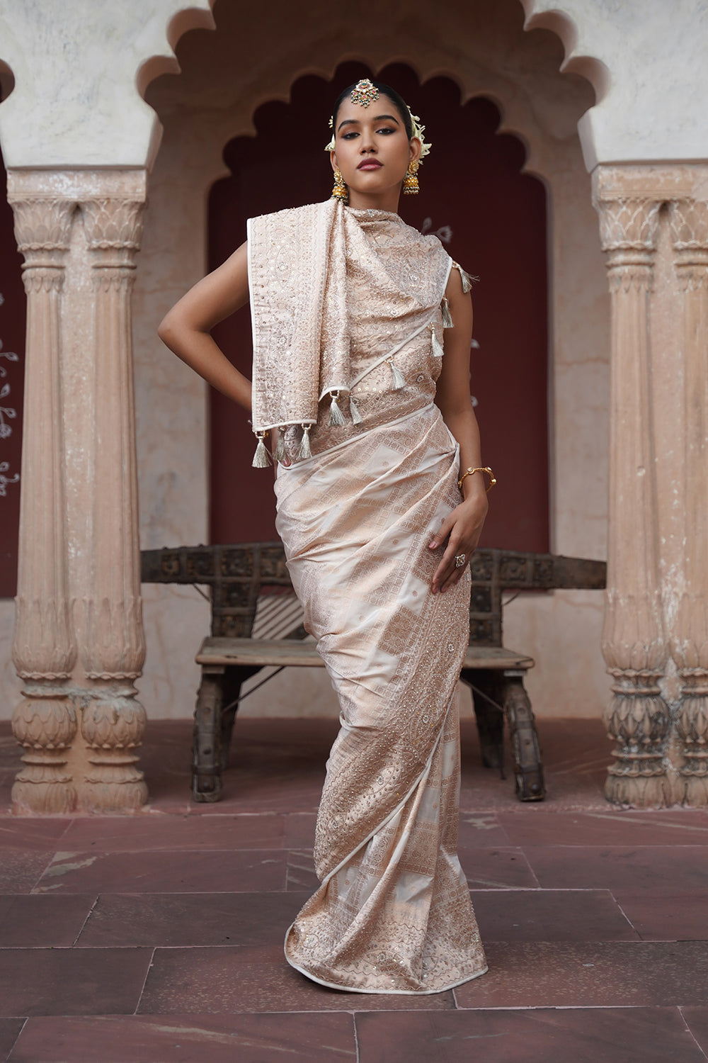 Zaria Banarasi Saree - Ivory