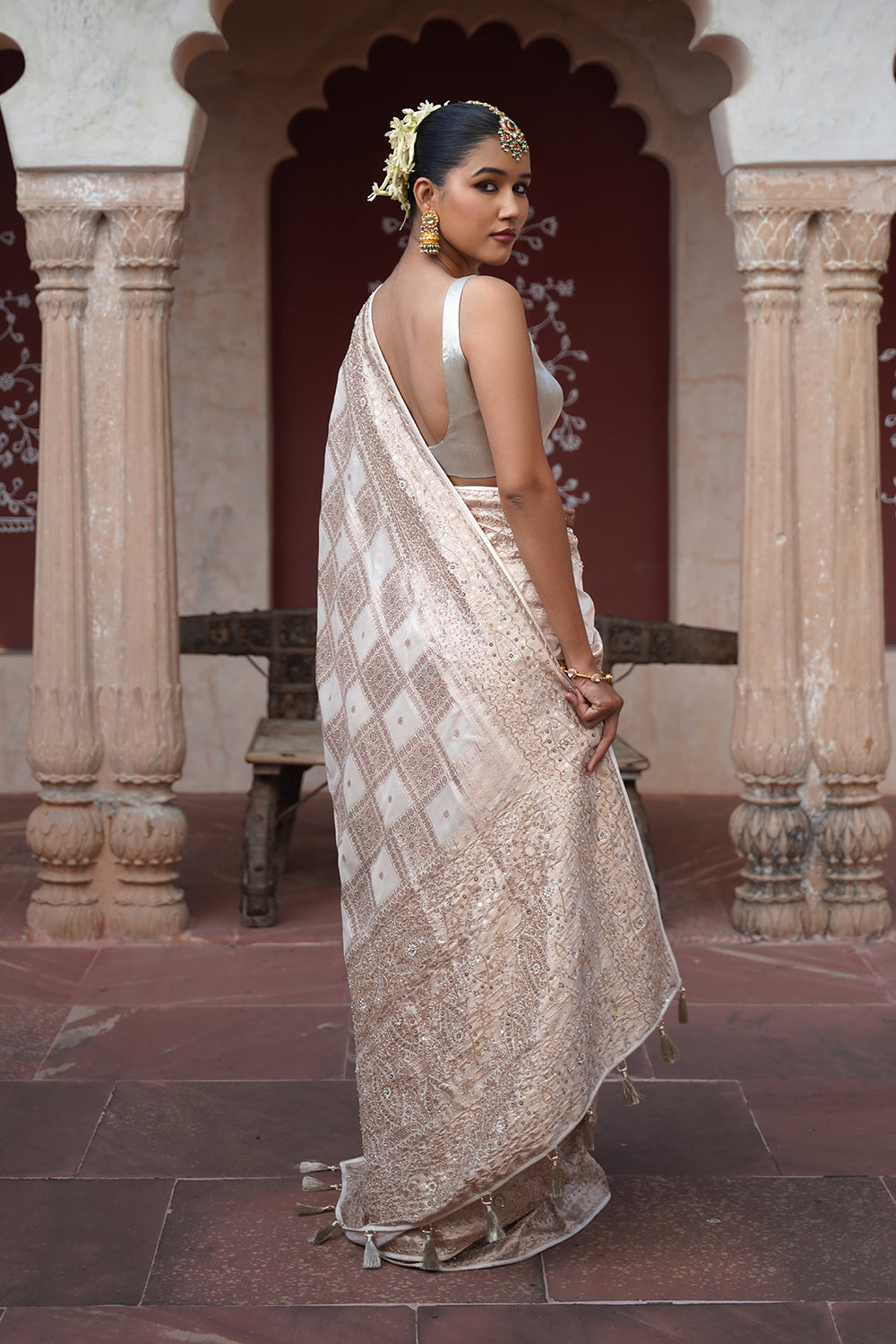 Zaria Banarasi Saree - Ivory