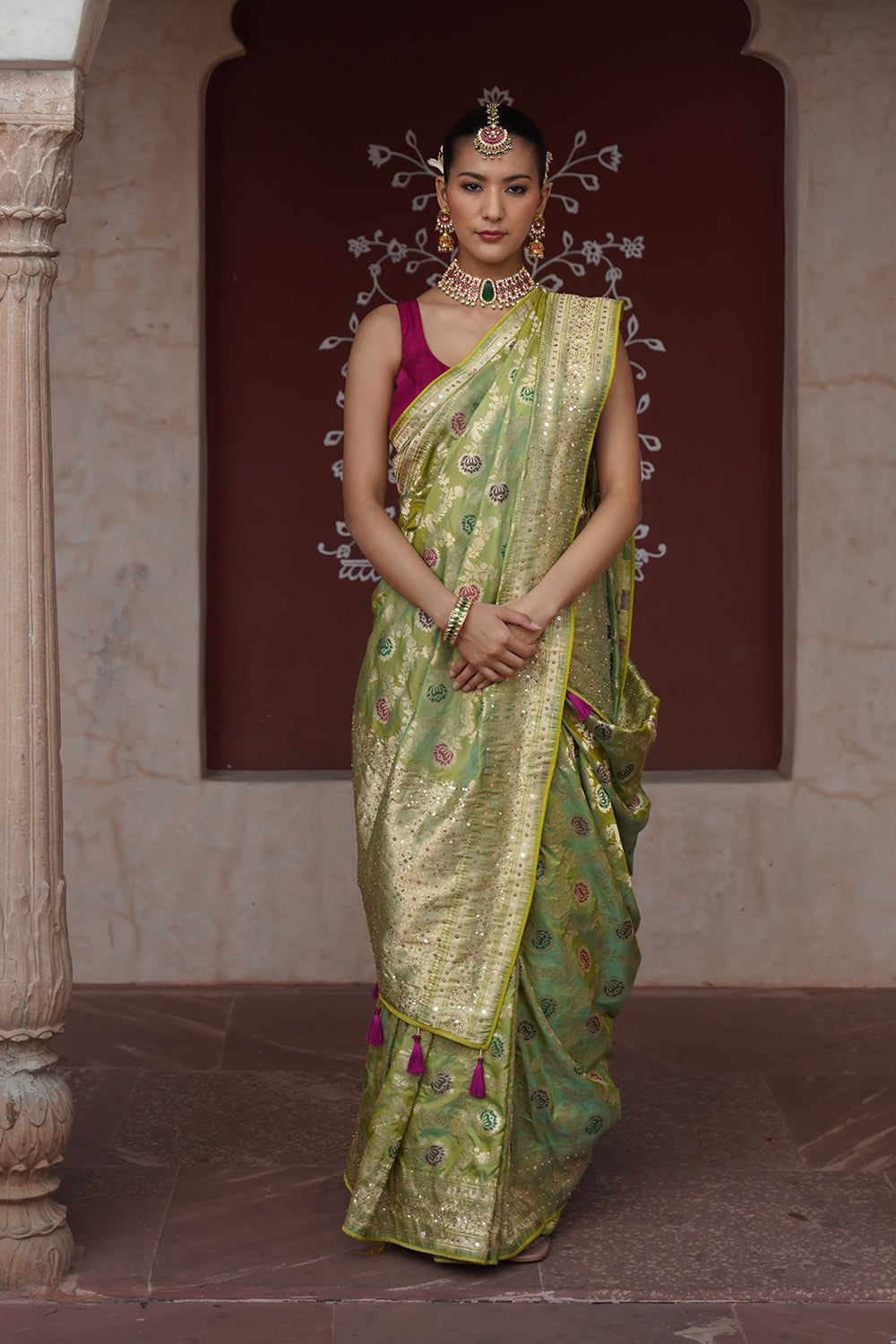Ziah Banarasi Saree - Green