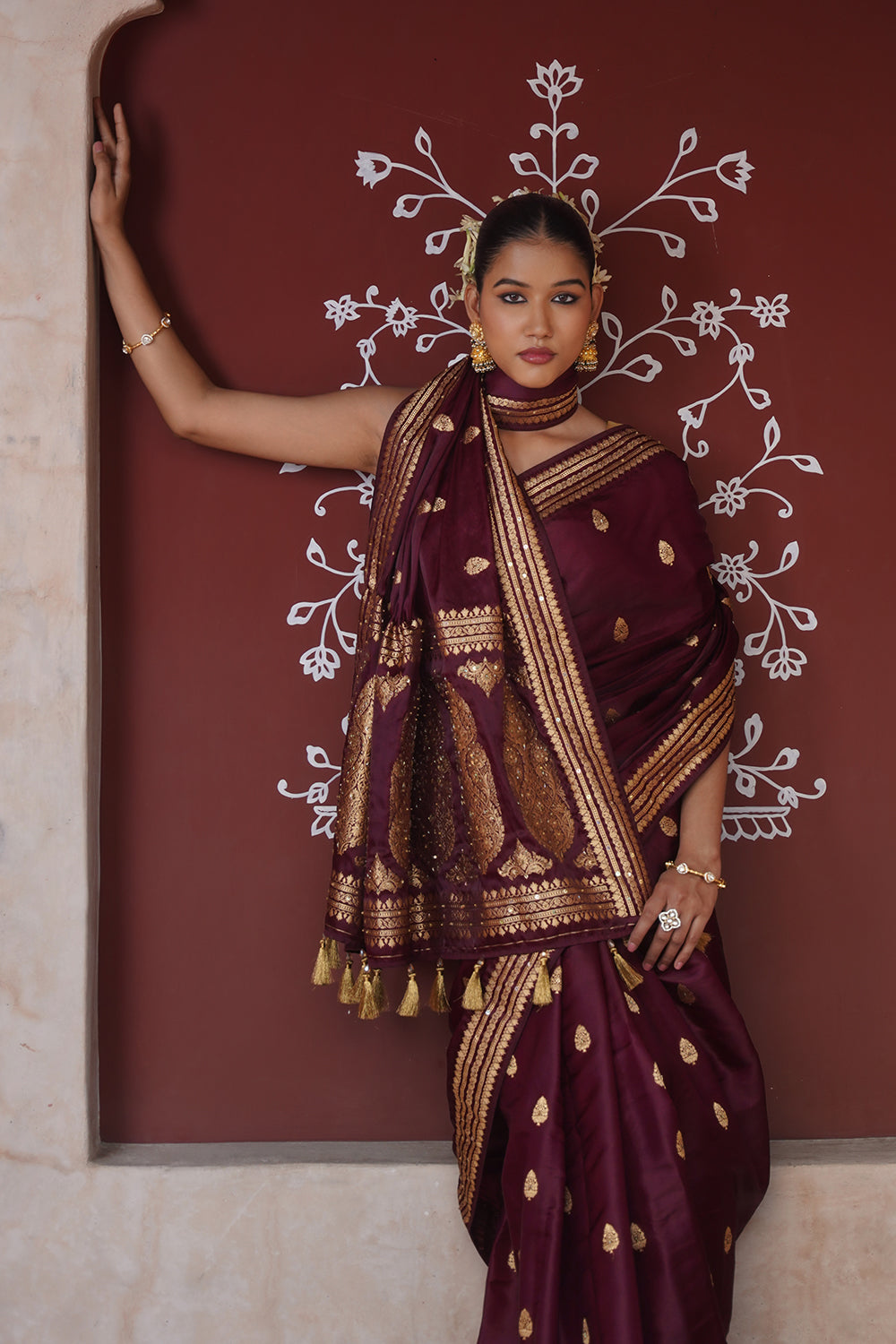 Liasa Banarasi Saree - Wine