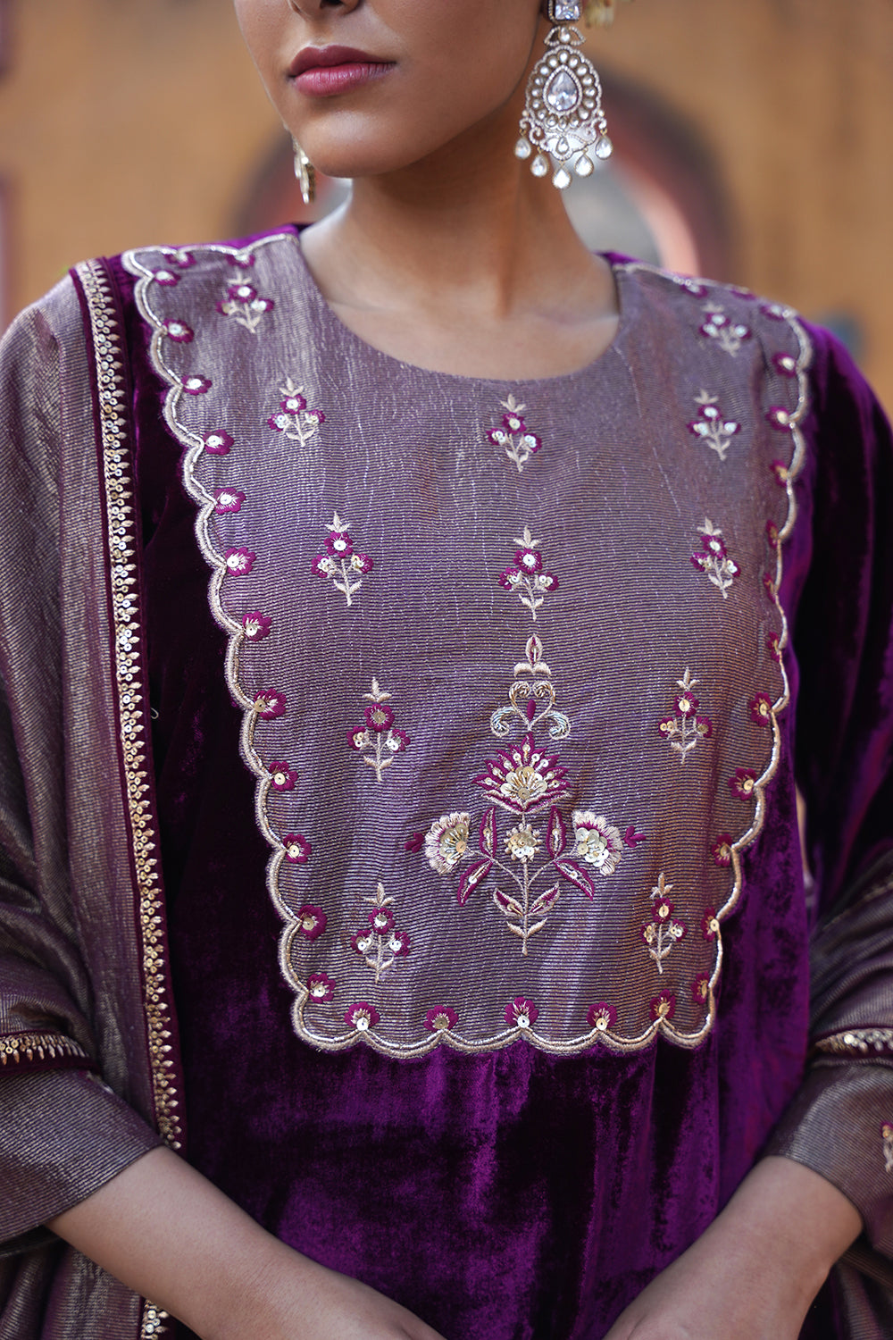 Mahsa Velvet Suit Set - Plum