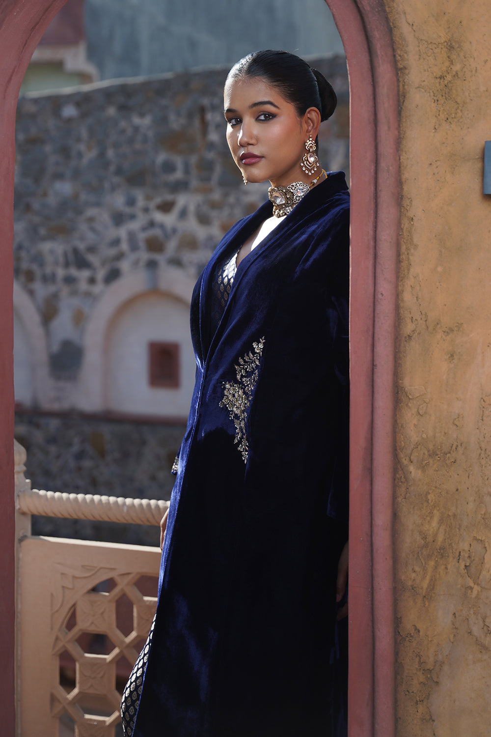 Darya Velvet Suit Set - Blue