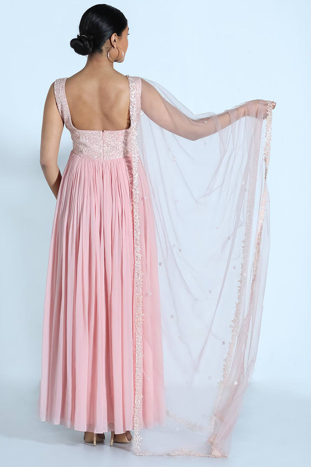 Blush Pink Embroidered Anarkali Set