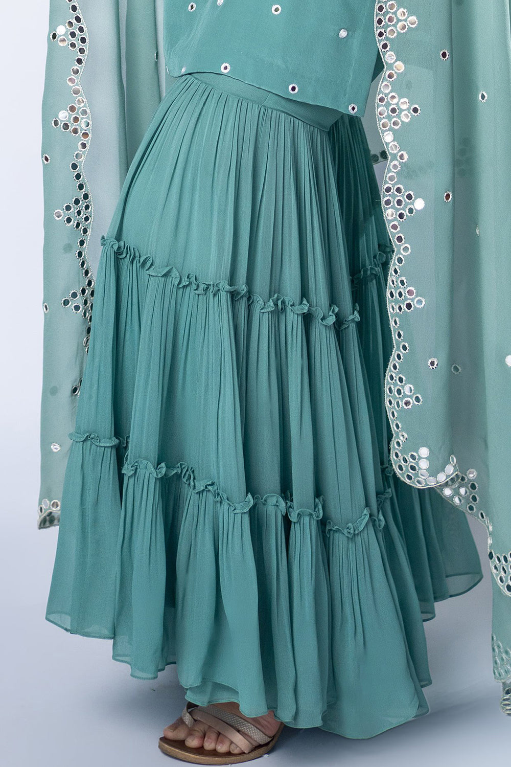 Aqua Blue Georgette Sharara Set