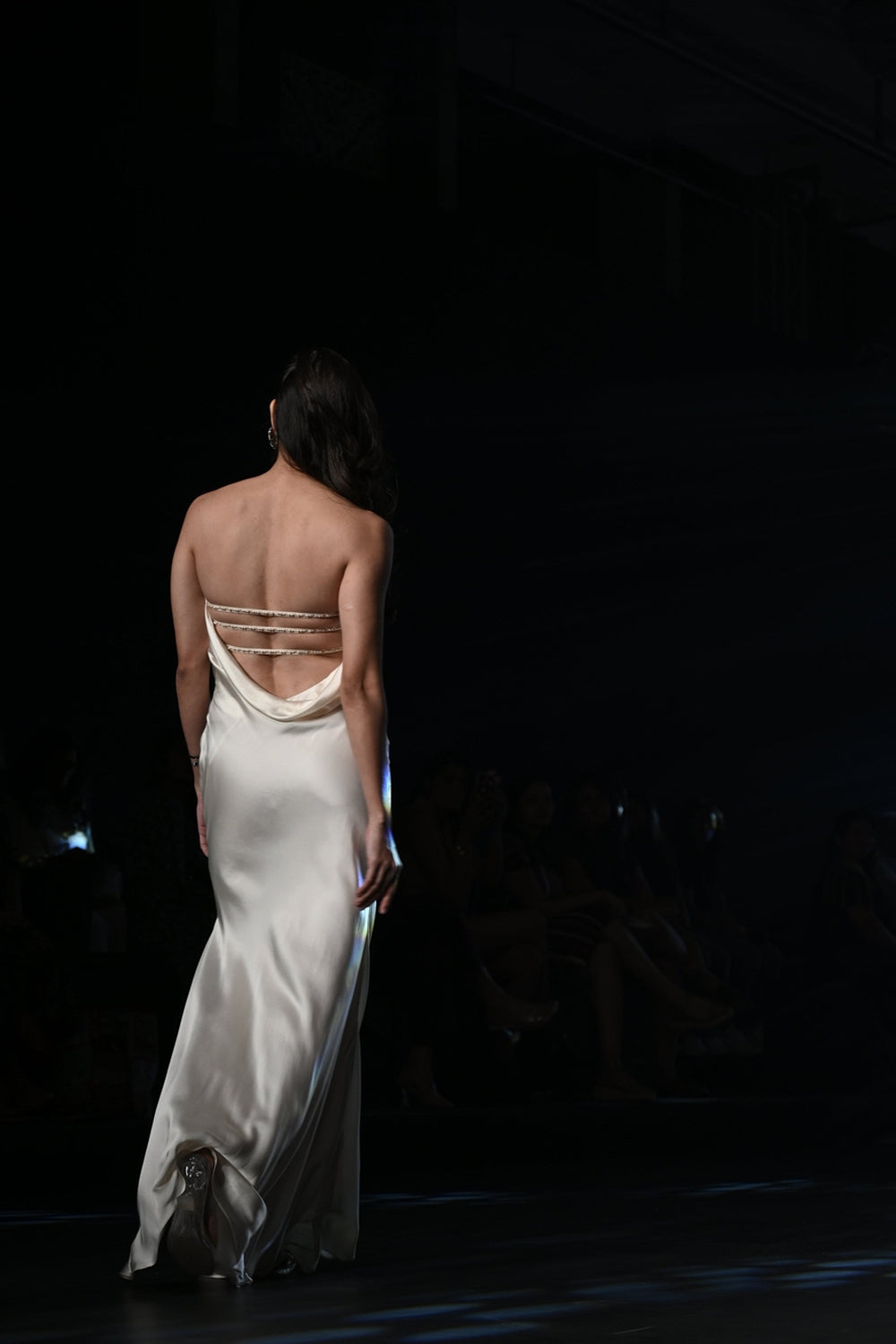 Ivory Cowl Gown with Embellishments
