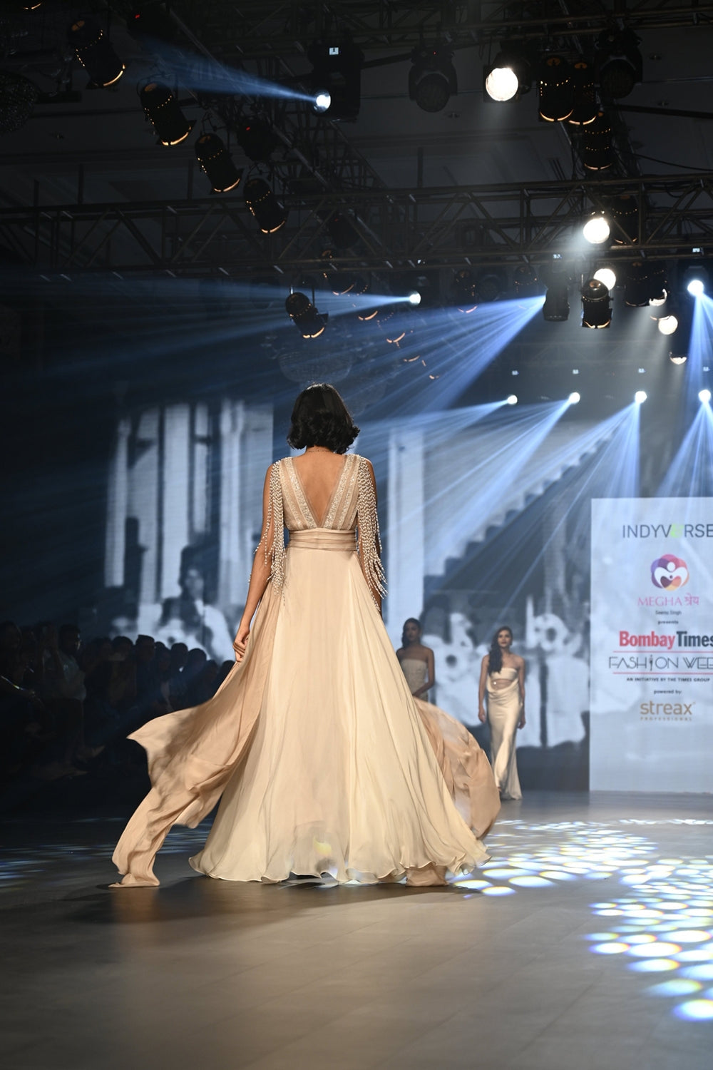 Ivory and Taupe Maxi Dress with Embellished Tassels