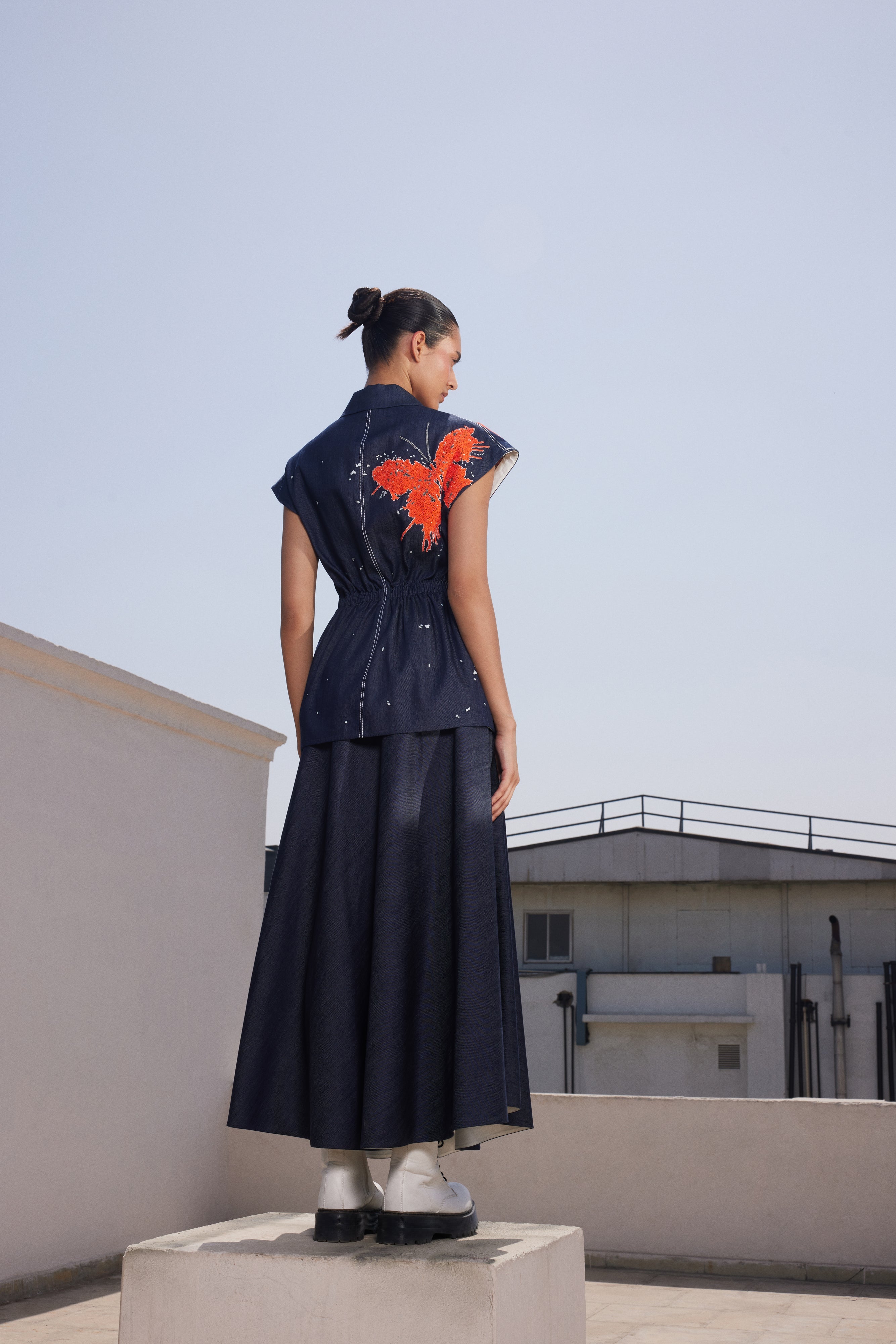 CIRCULAR SKIRT OF ( BUTTERFLY SPLASHES ROBE JACKET )