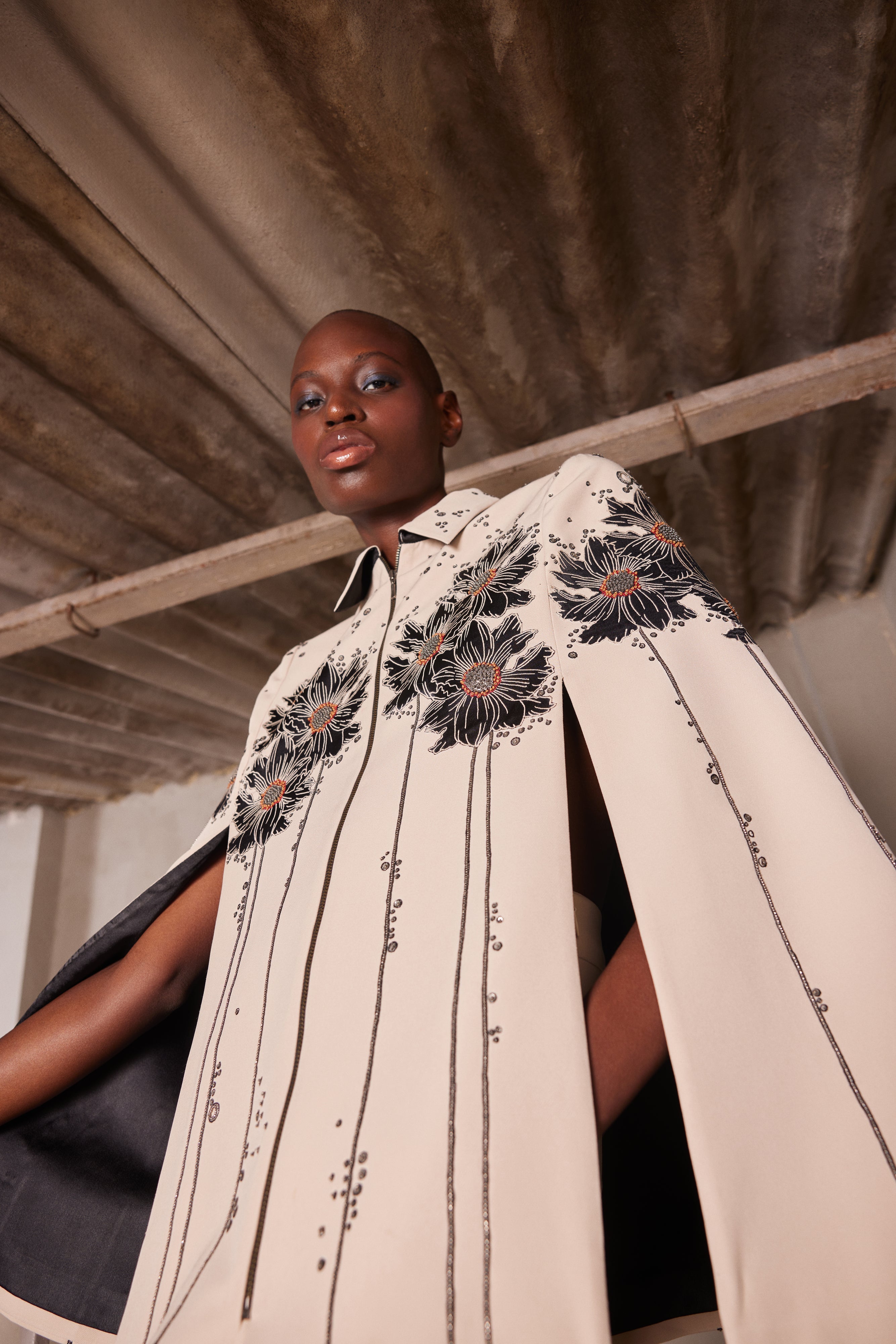 FLORAL PATCH CAPE
