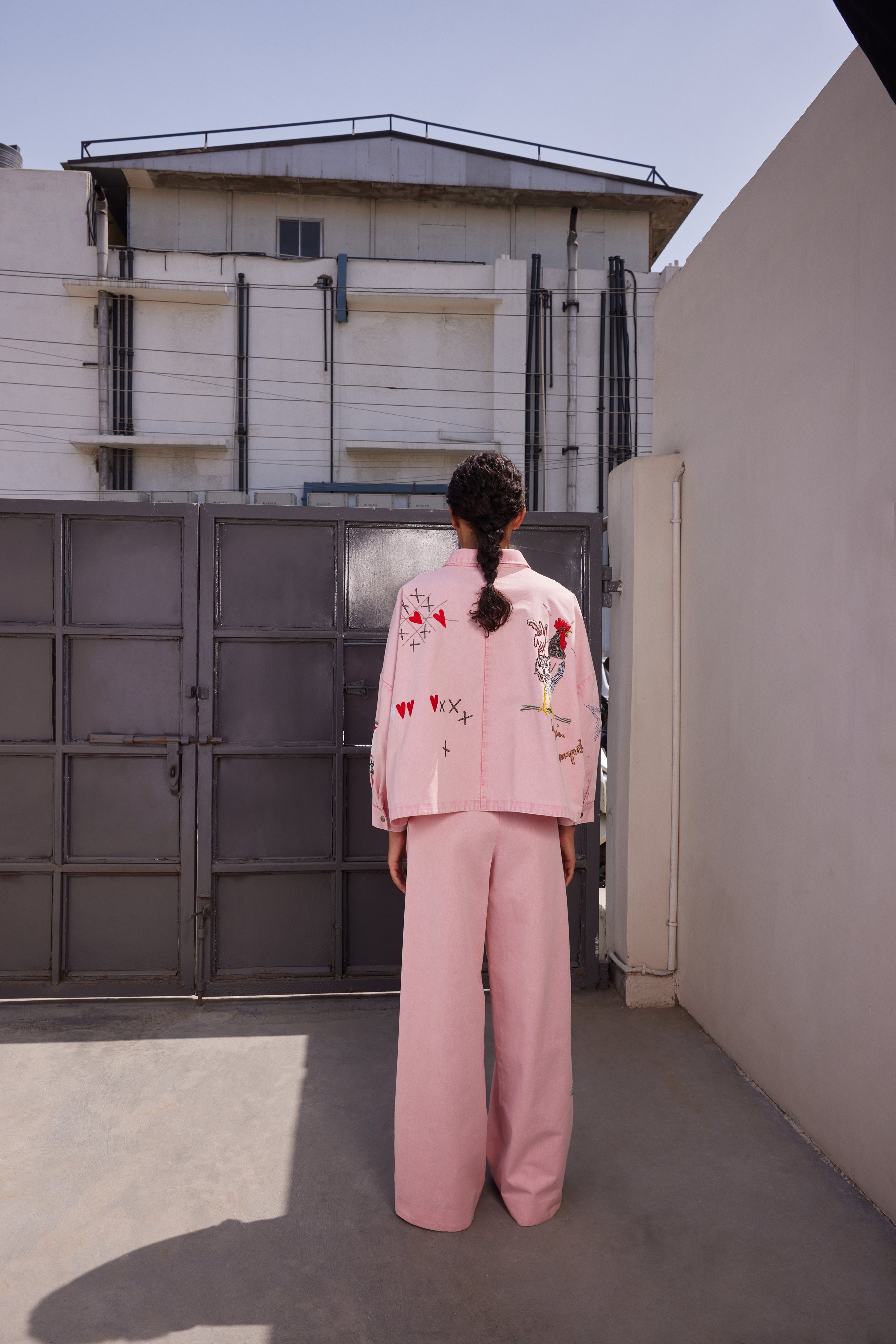 FLARED PANTS OF ( HEART & CROWN OVERSIZED SHACKET )