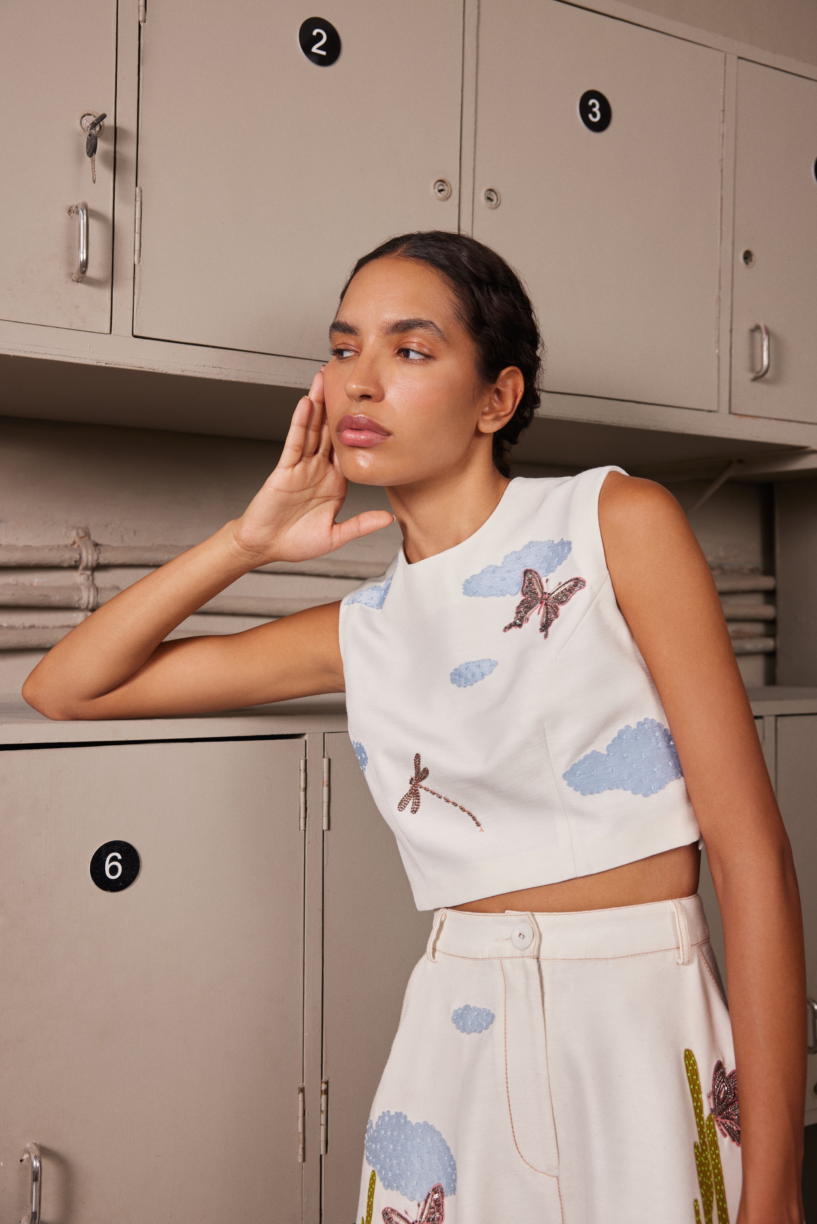 TIER SKIRT OF ( CACTUS CROP TOP )