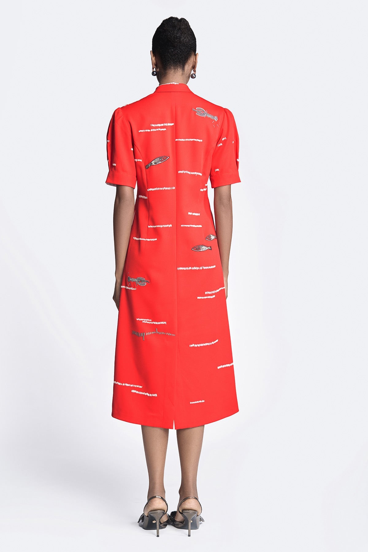 Fish and Prawn Puff Sleeve Dress