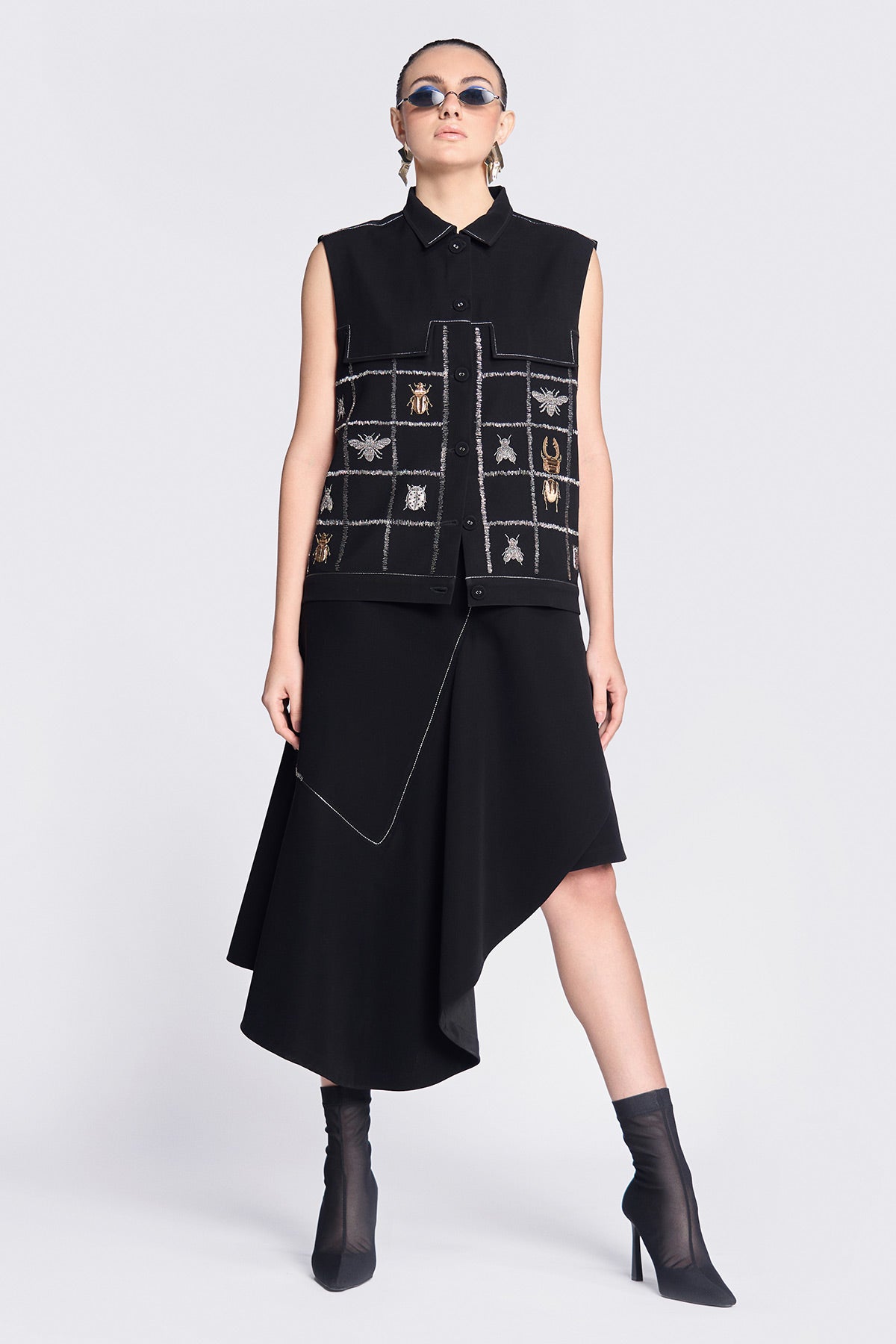 Insect Vest With Asymmetric Skirt