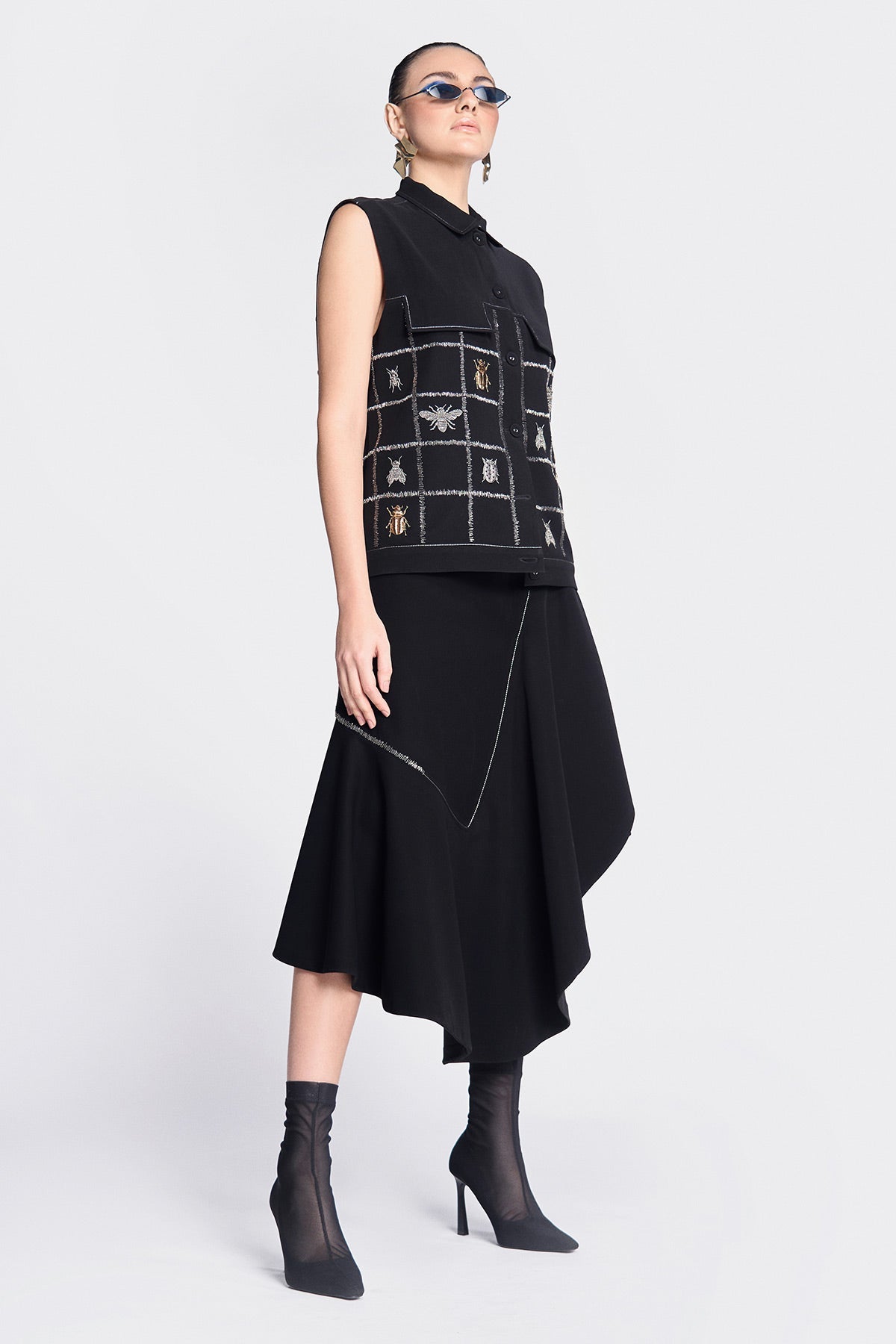 Insect Vest With Asymmetric Skirt