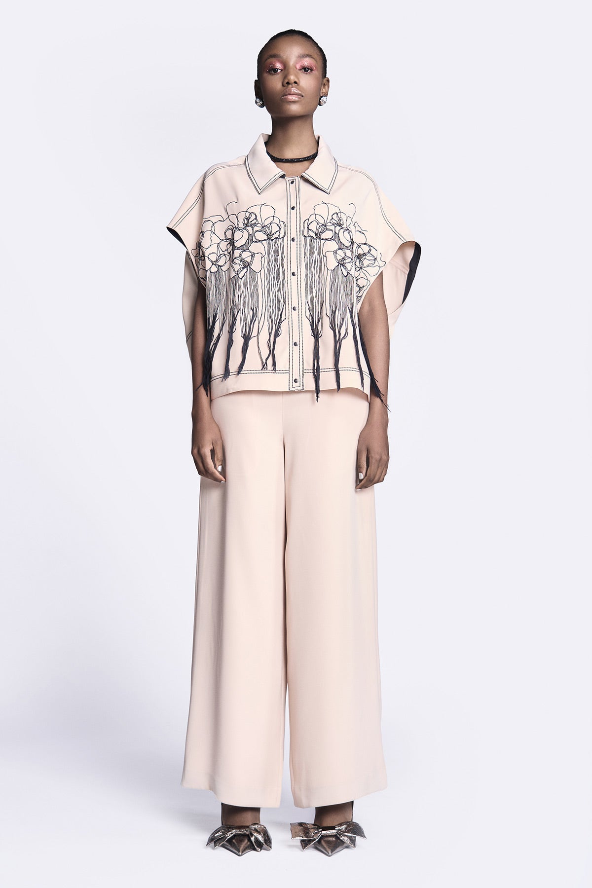 Abstract Roses Oversized Shirt Jacket