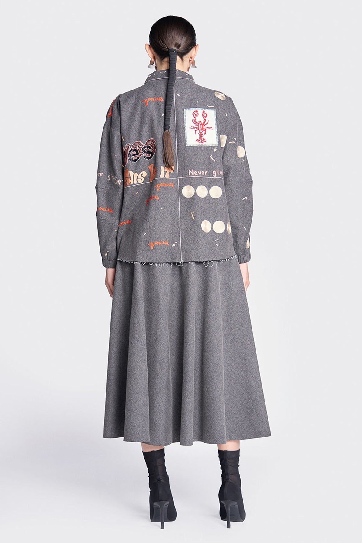 Telephone, Circles and Crab Oversized Jacket With Circular Skirt