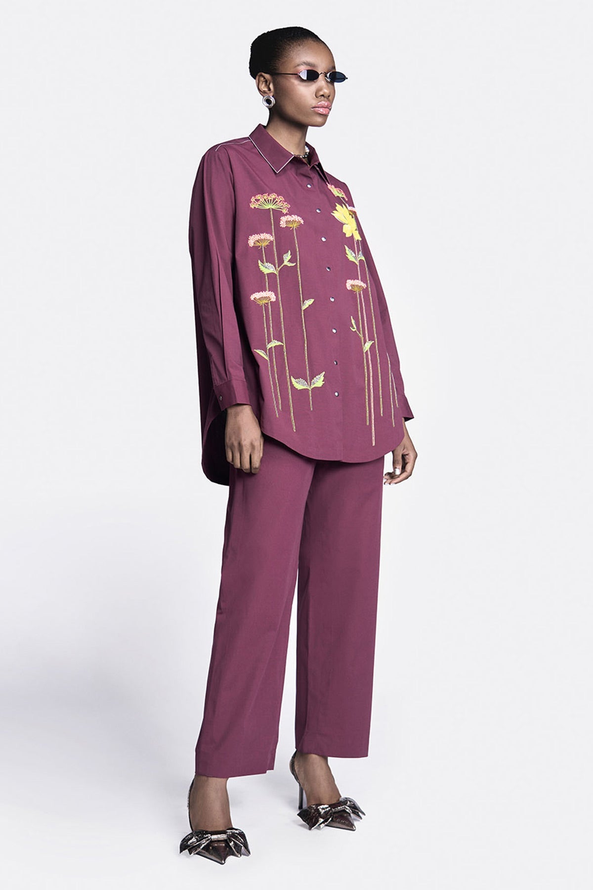 Colourful Lotus Baggy Shirt With Straight Pants
