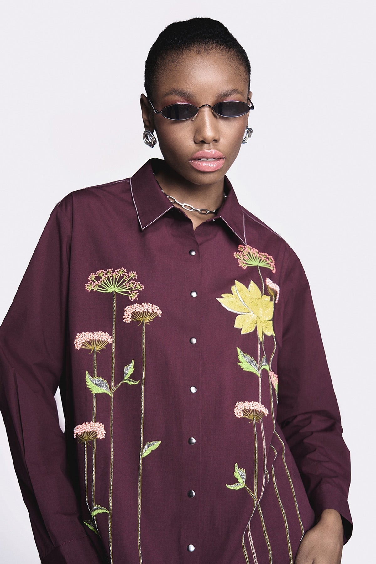 Colourful Lotus Baggy Shirt With Straight Pants