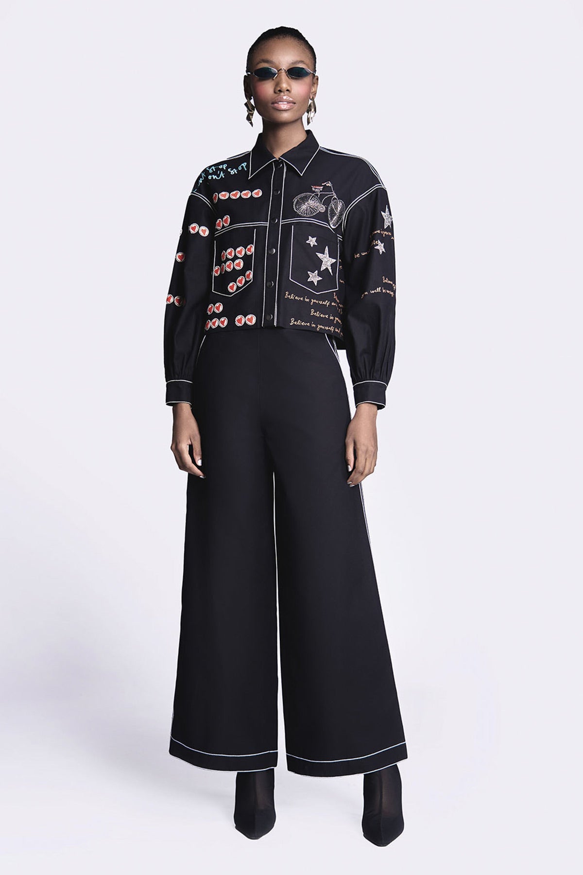 Believe in Yourself Short Jacket With Flared Pants