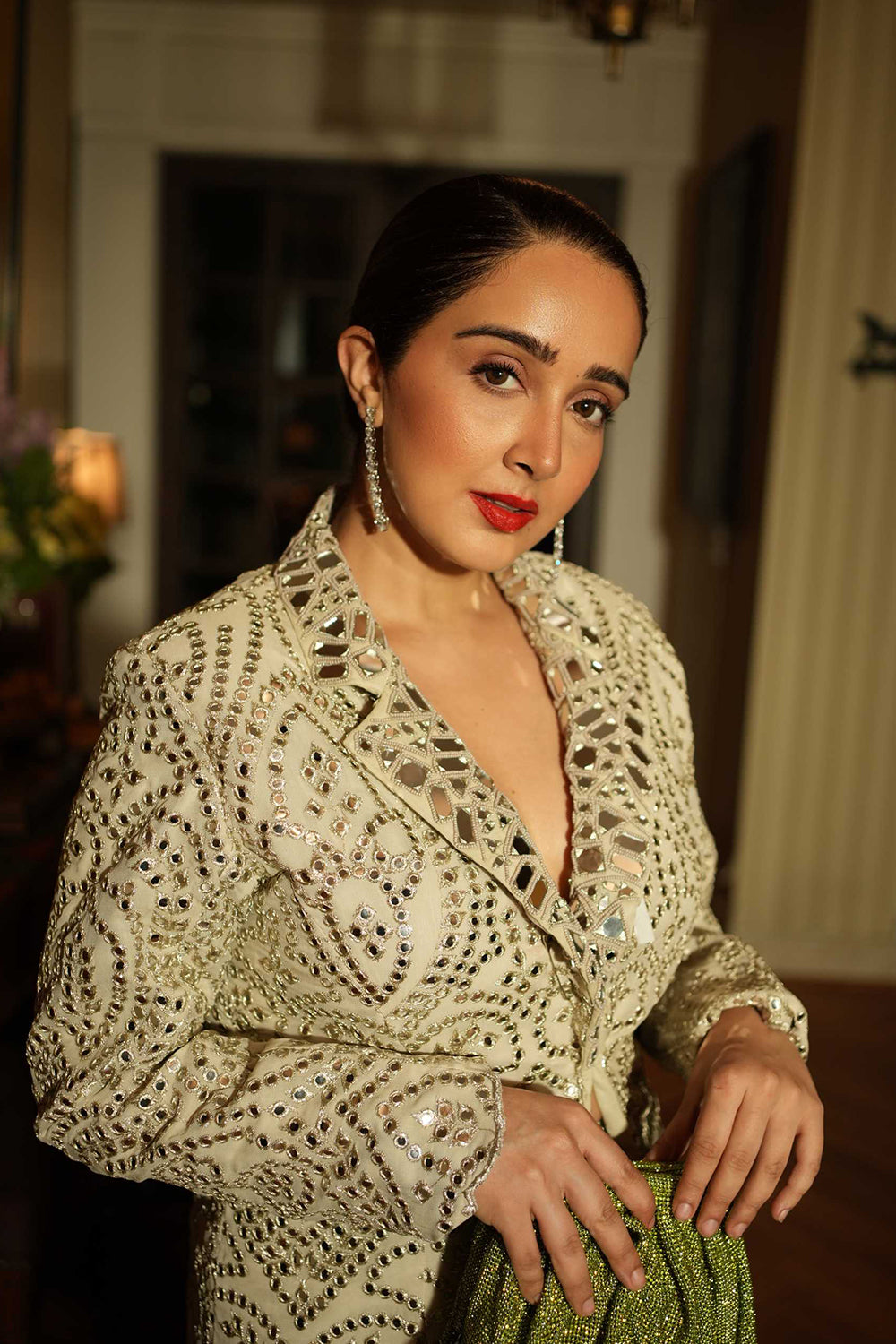 CY Sanjana Batra in Coat Jacket Set By 29 India Closeup 1