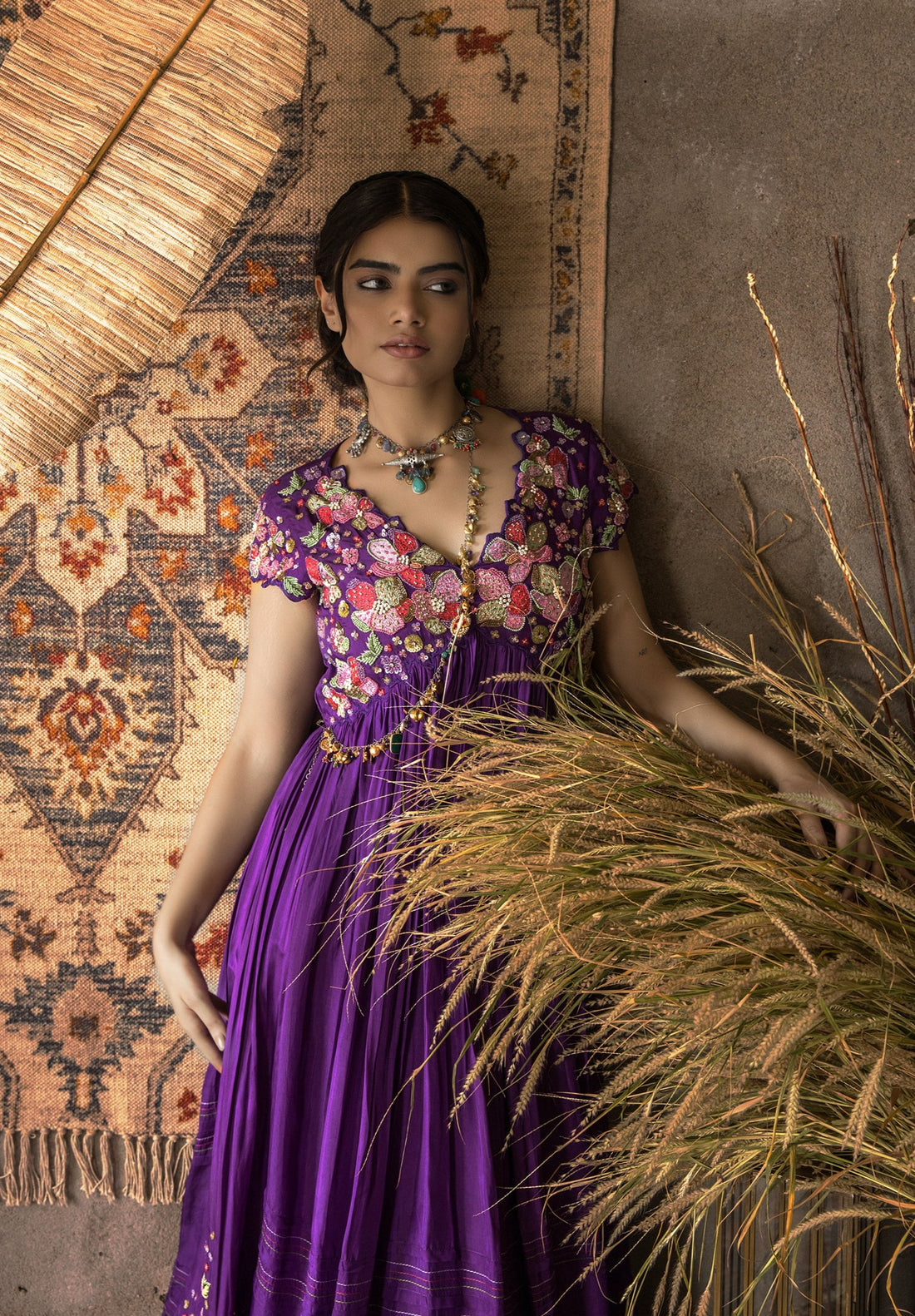 Naaz-Twilight Purple Silk Dress