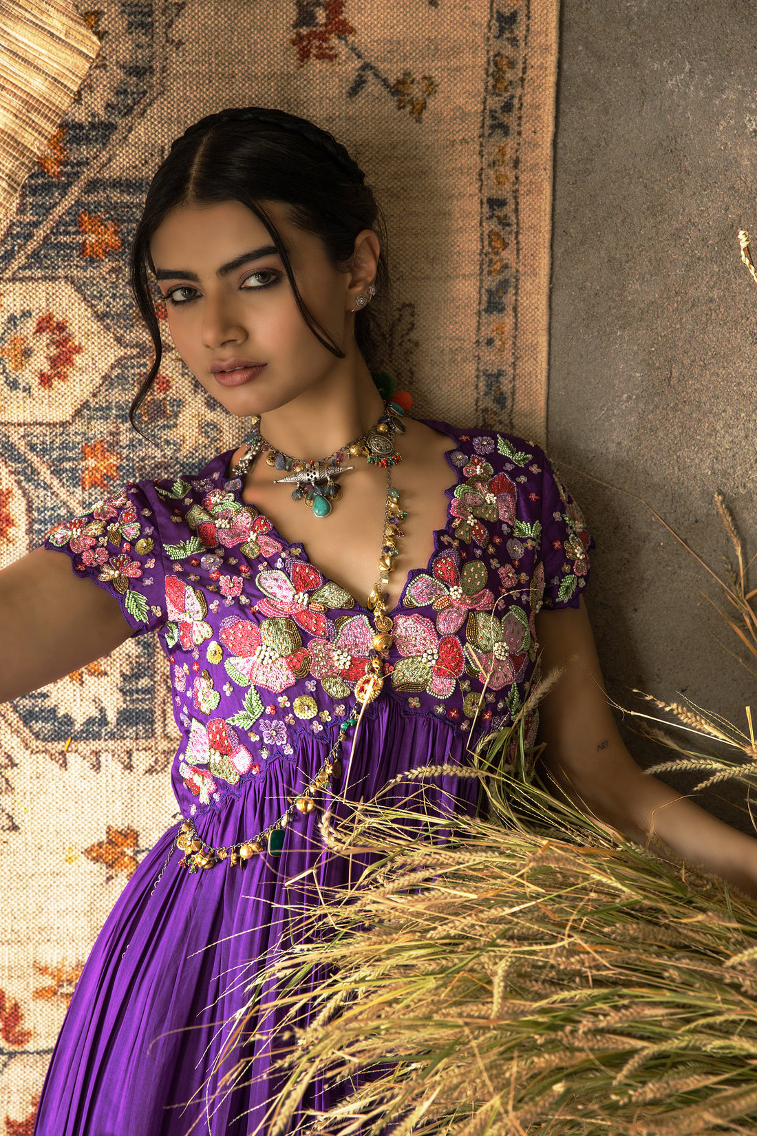 Naaz-Twilight Purple Silk Dress