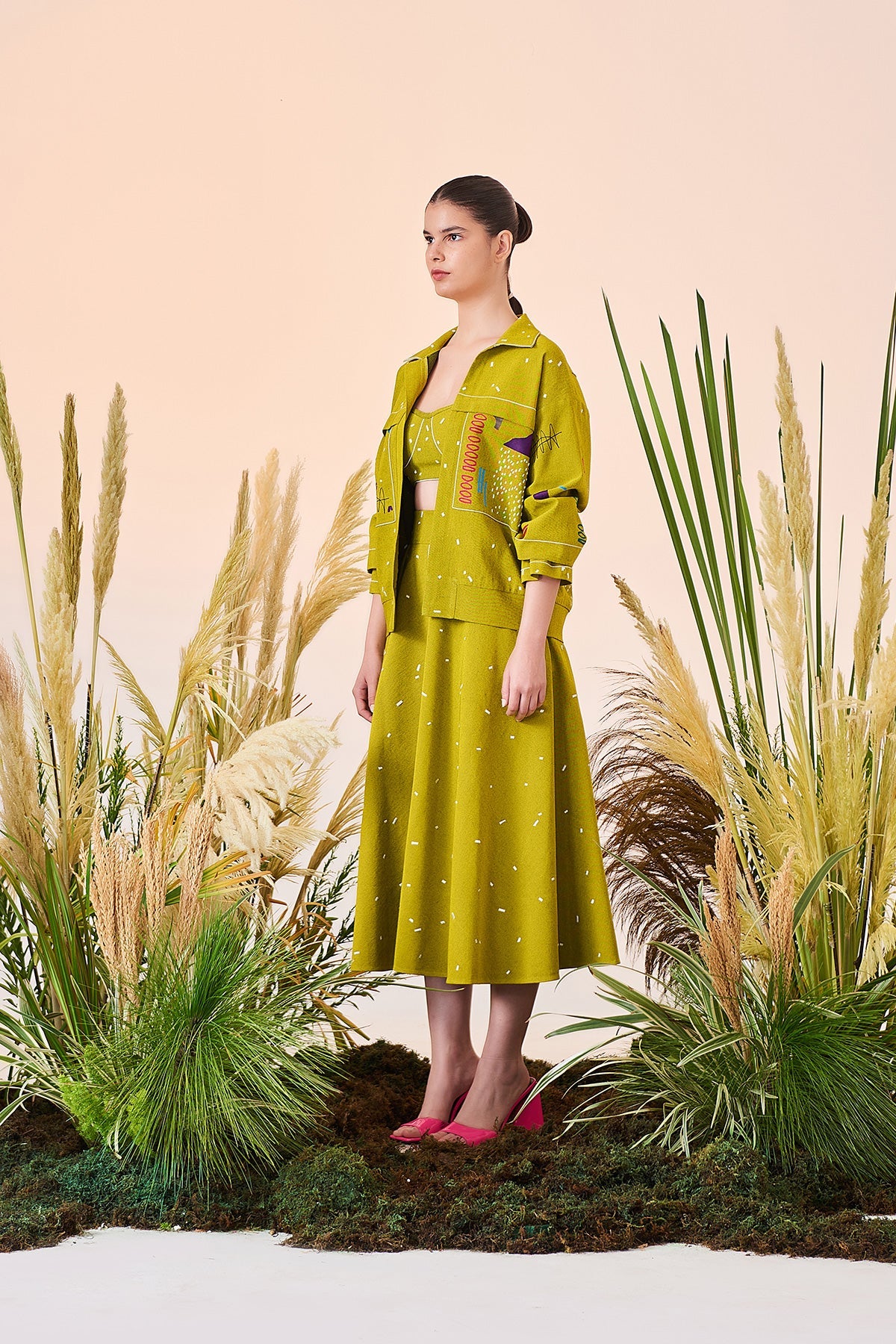 Circular Skirt Of (Abstract Shapes And Ostrich Jacket)