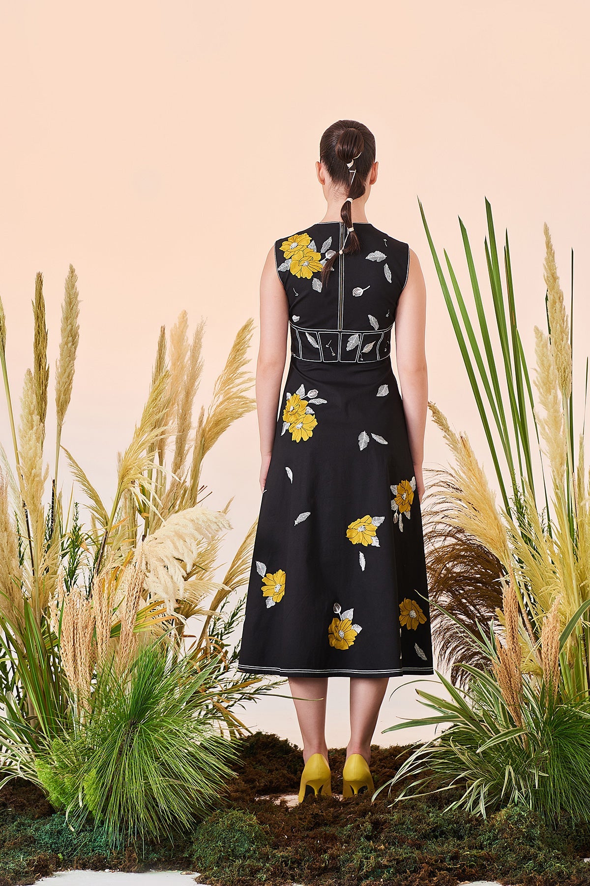 Blooming Flower Corset Midi Dress