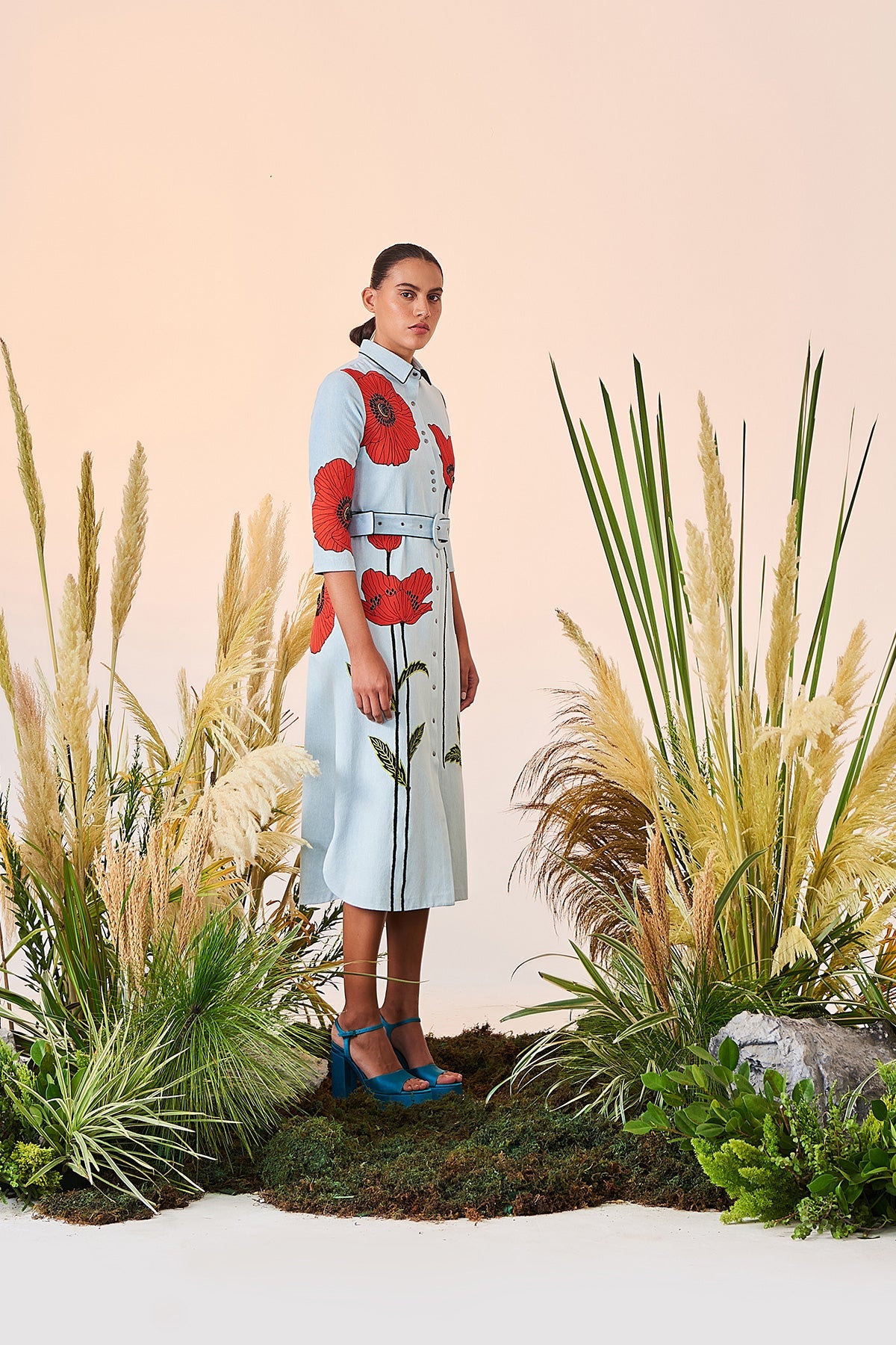 Poppy Long Shirt Dress With Buckle Belt