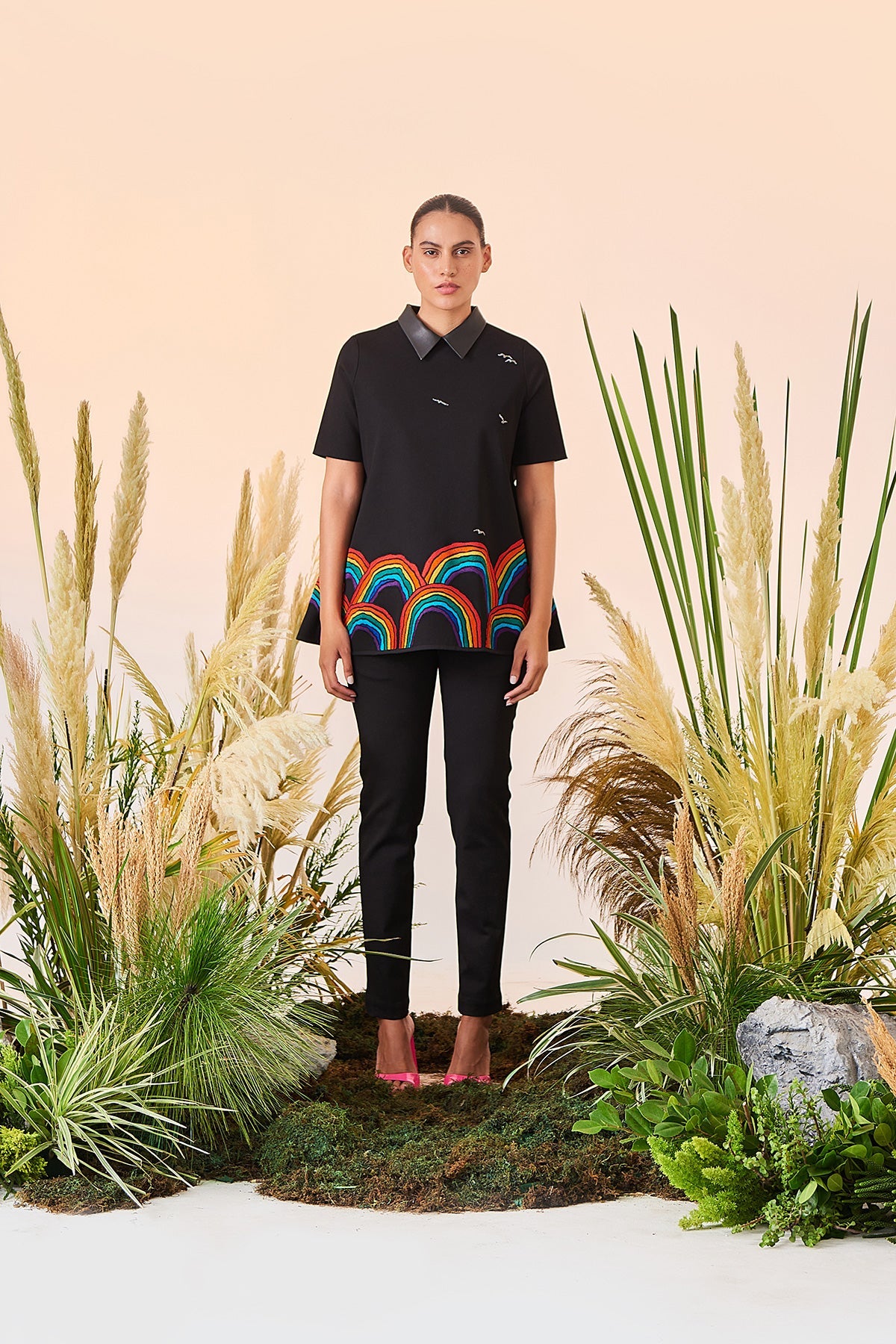 Narrow Pant Of (Rainbows And Birds Flared Top)