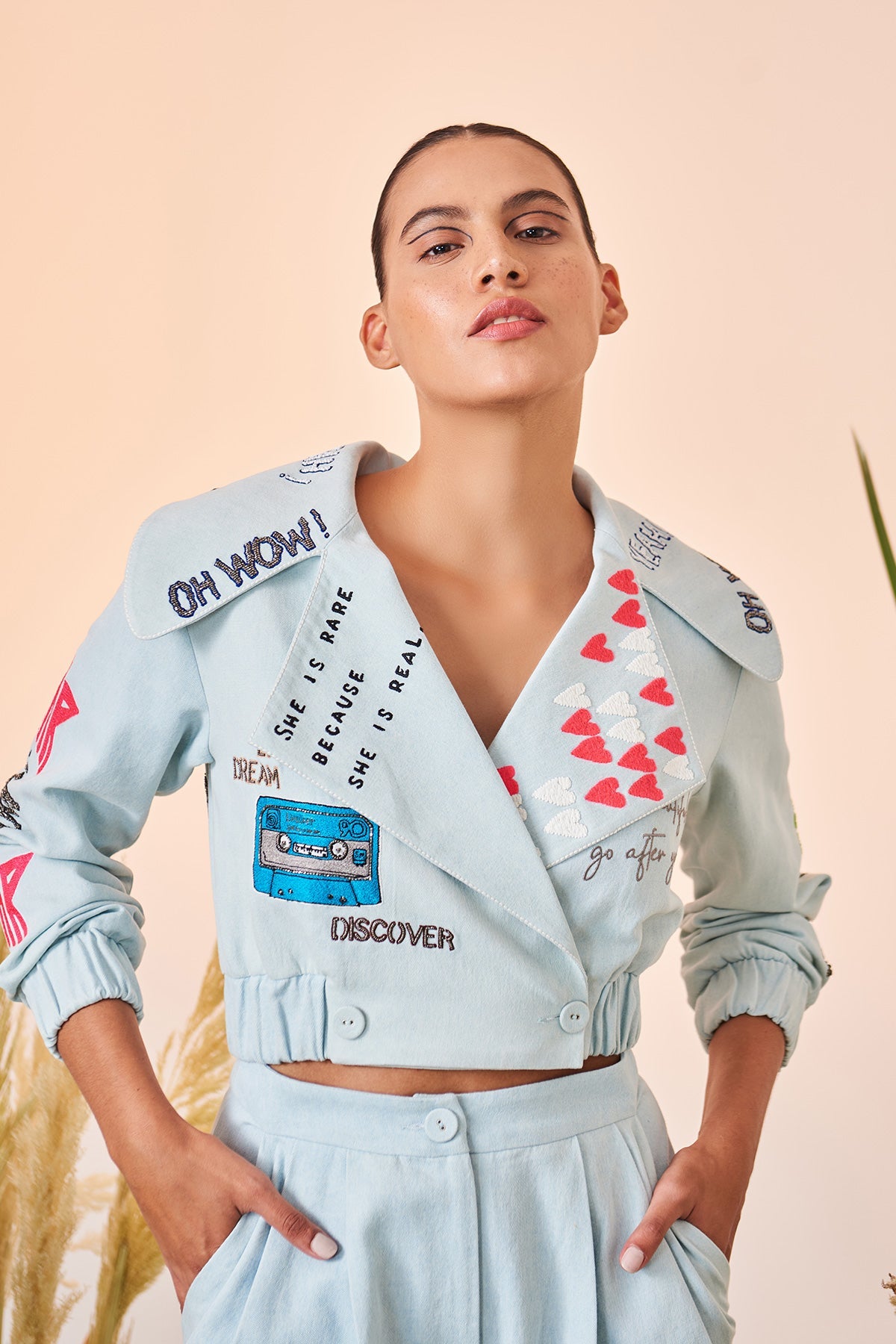 Oh Wow! Biker Jacket With Flared Pant