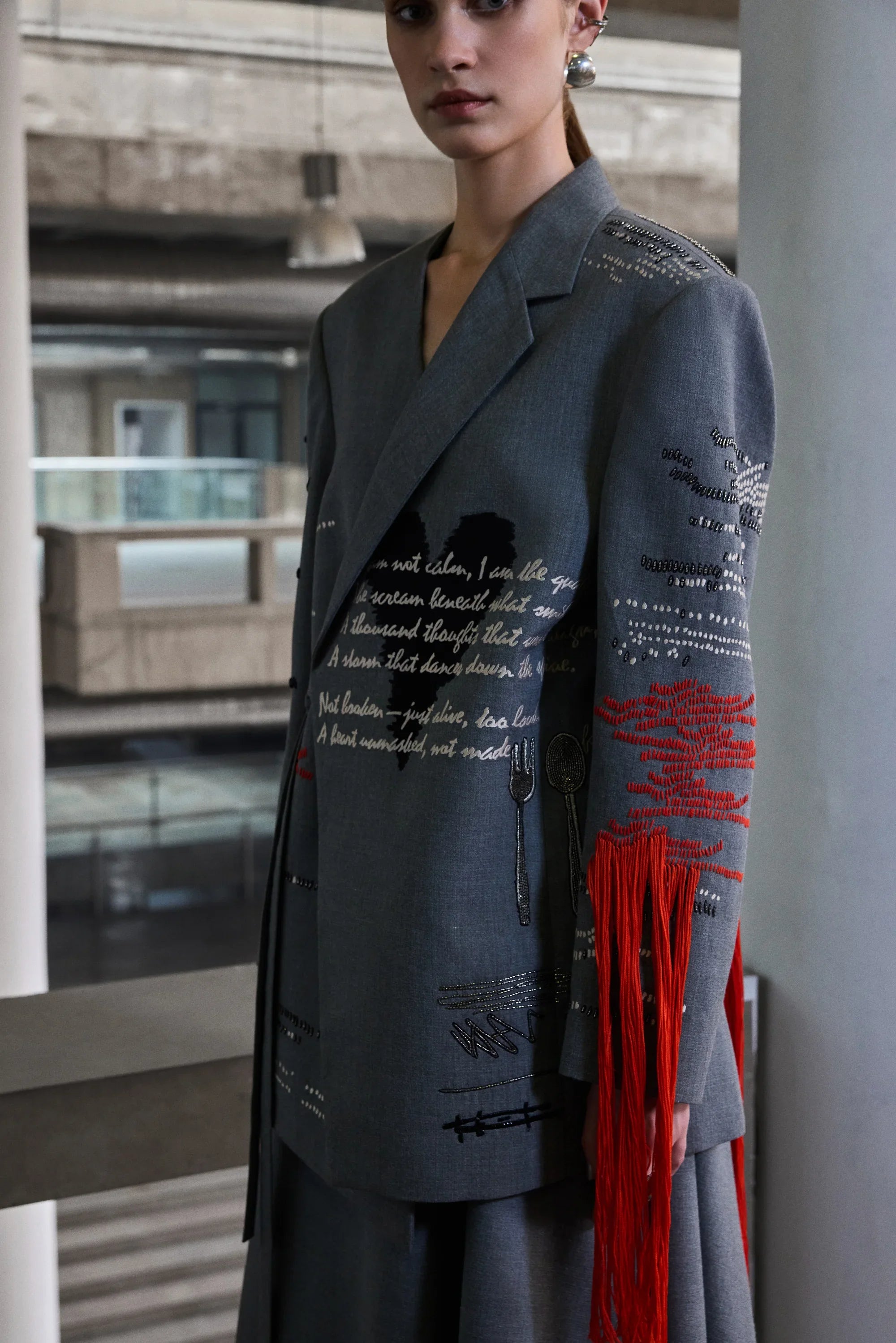 ASYMMETRIC DRAPED SKIRT OF ( CUTLERY WRAP JACKET )