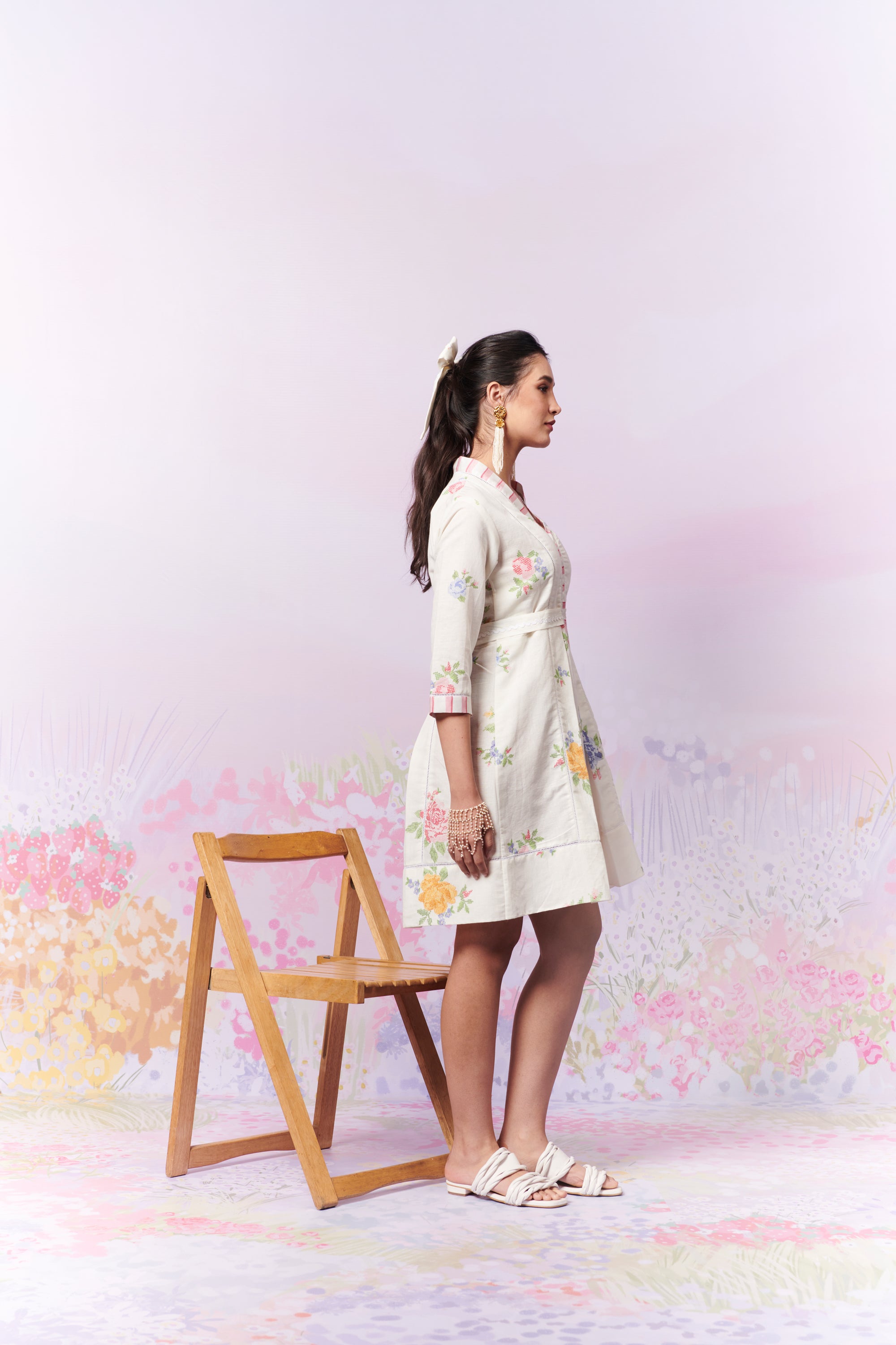 Summer Rose Short Dress With Belt